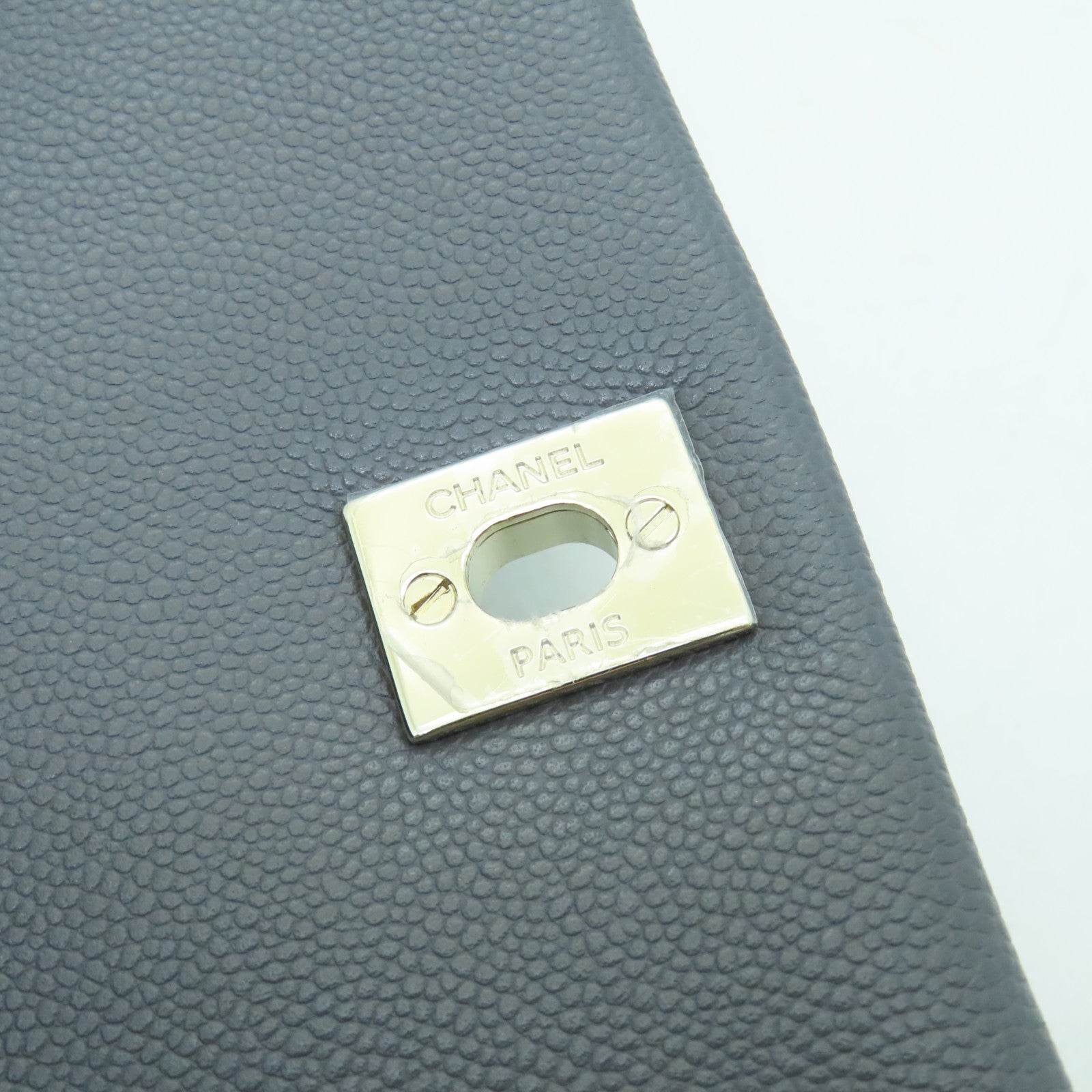CHANEL 菱格牛皮皮革Backpack金扣背包灰色
