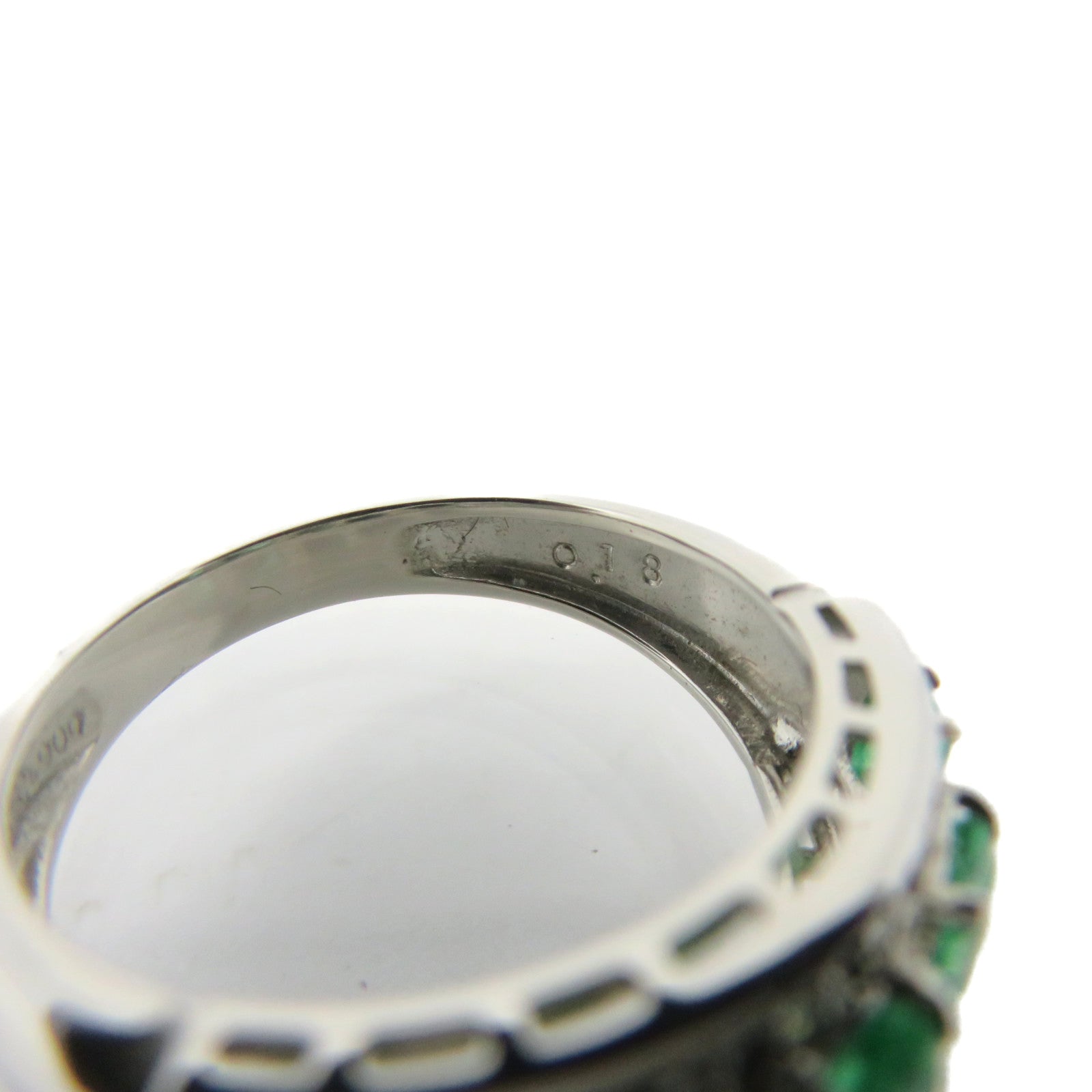 JEWELRY PT900 Platinum/1.00ct Emerald/0.04ct Diamond Emerald Ring Ring US#7