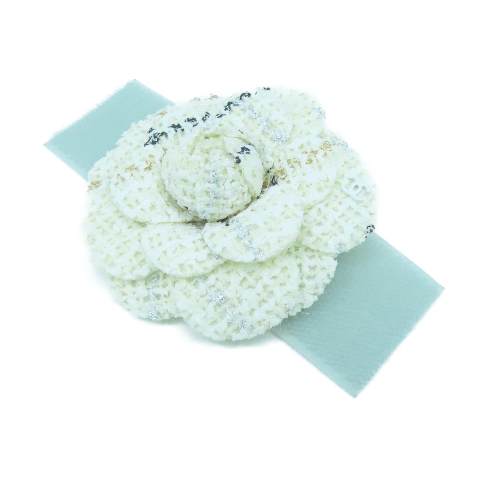 CHANEL Brooch brooch white fabric