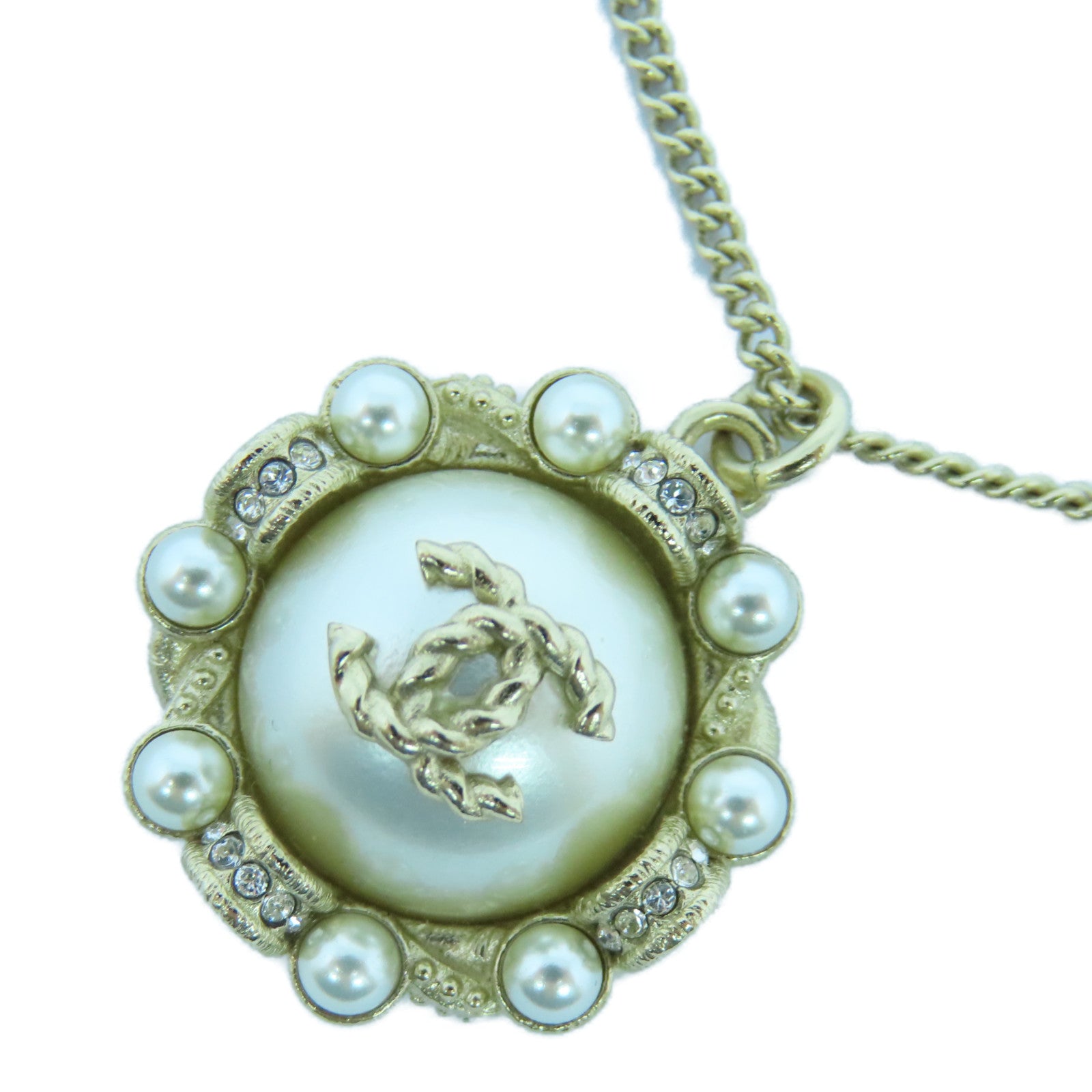 CHANEL 金屬Necklace金扣項鍊金色