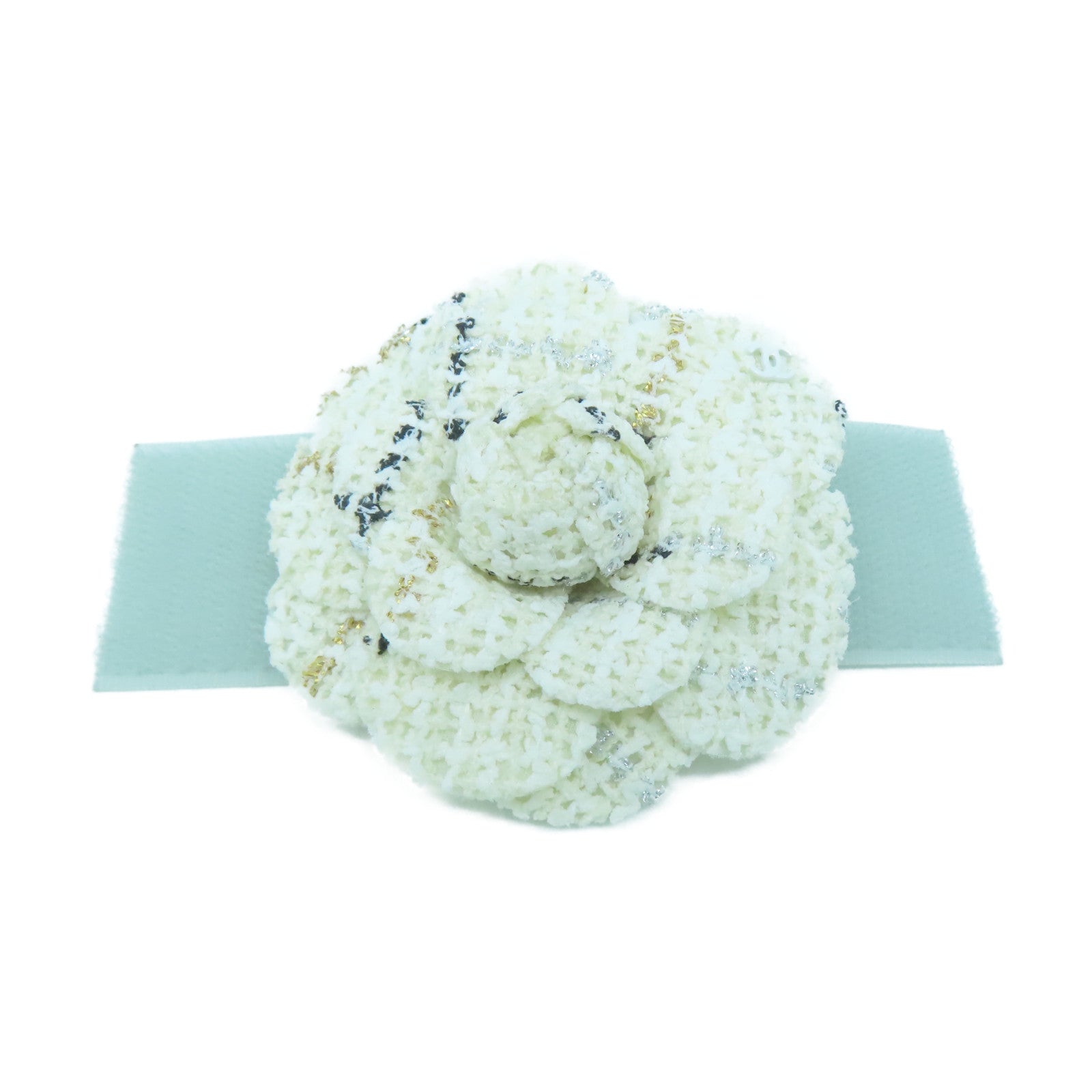 CHANEL Brooch brooch white fabric