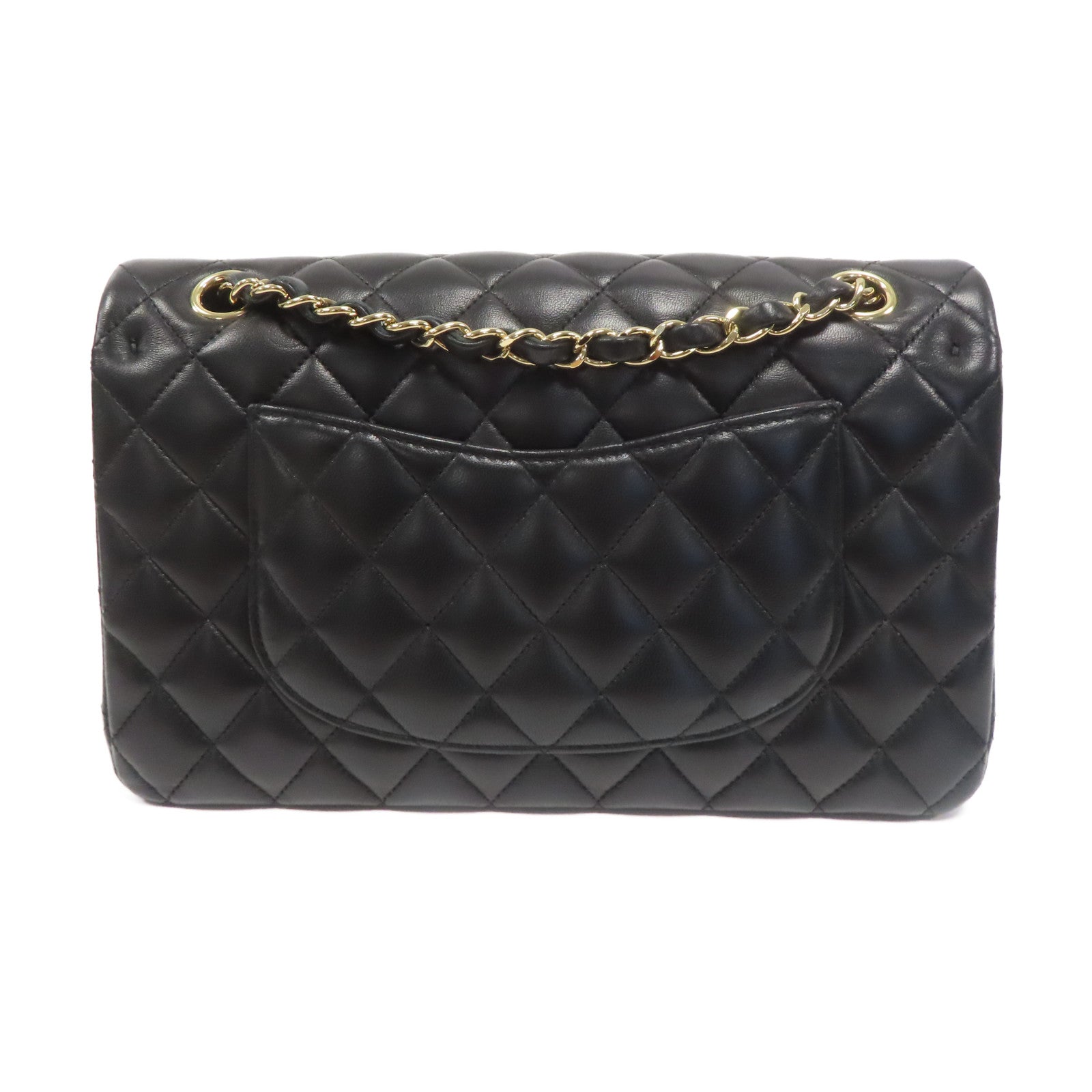 CHANEL 菱格羊皮皮革Classic 25金扣鏈帶肩背袋黑色