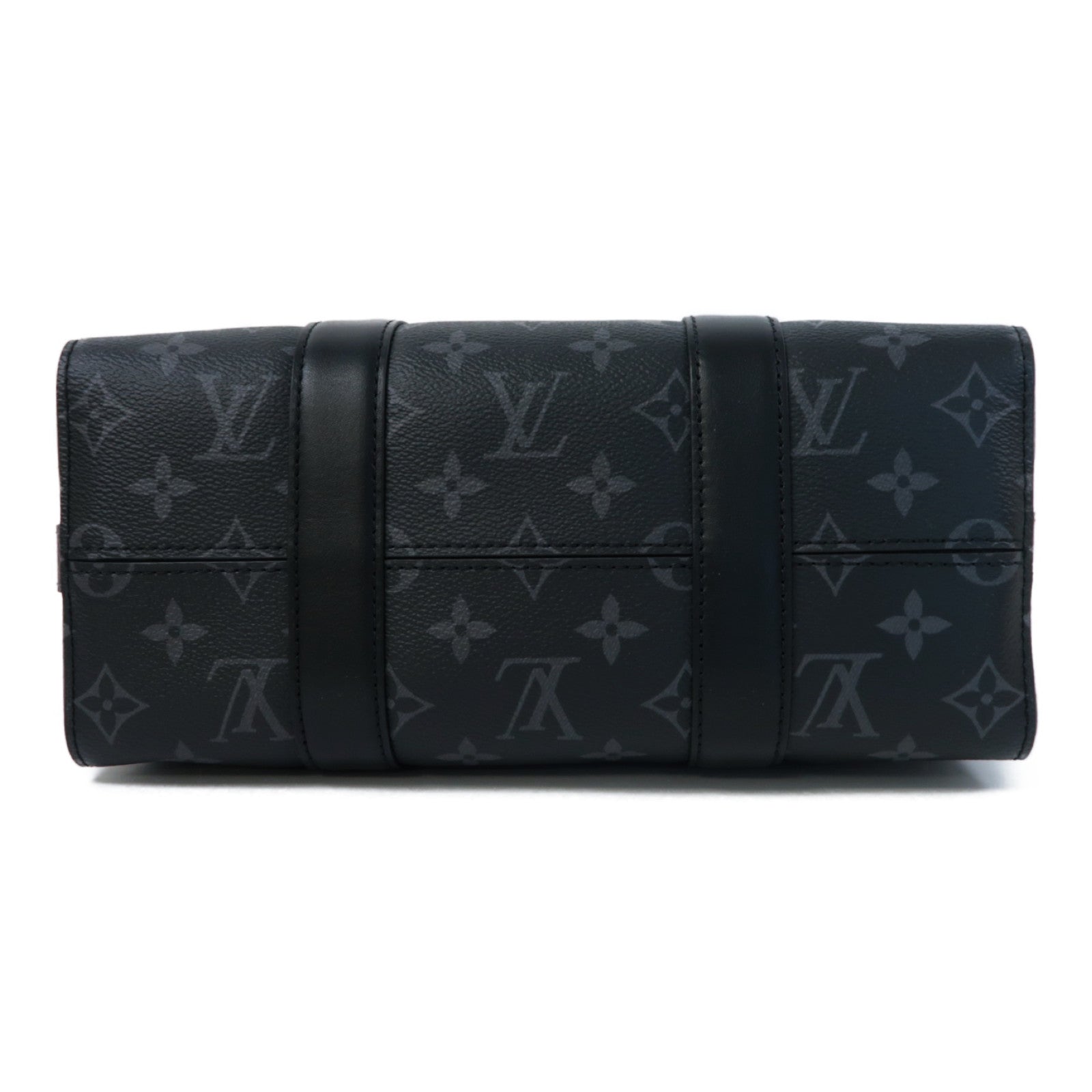 LOUIS VUITTON Monogram Eclipse City Keepall銀扣手挽肩背兩用袋黑色/灰色