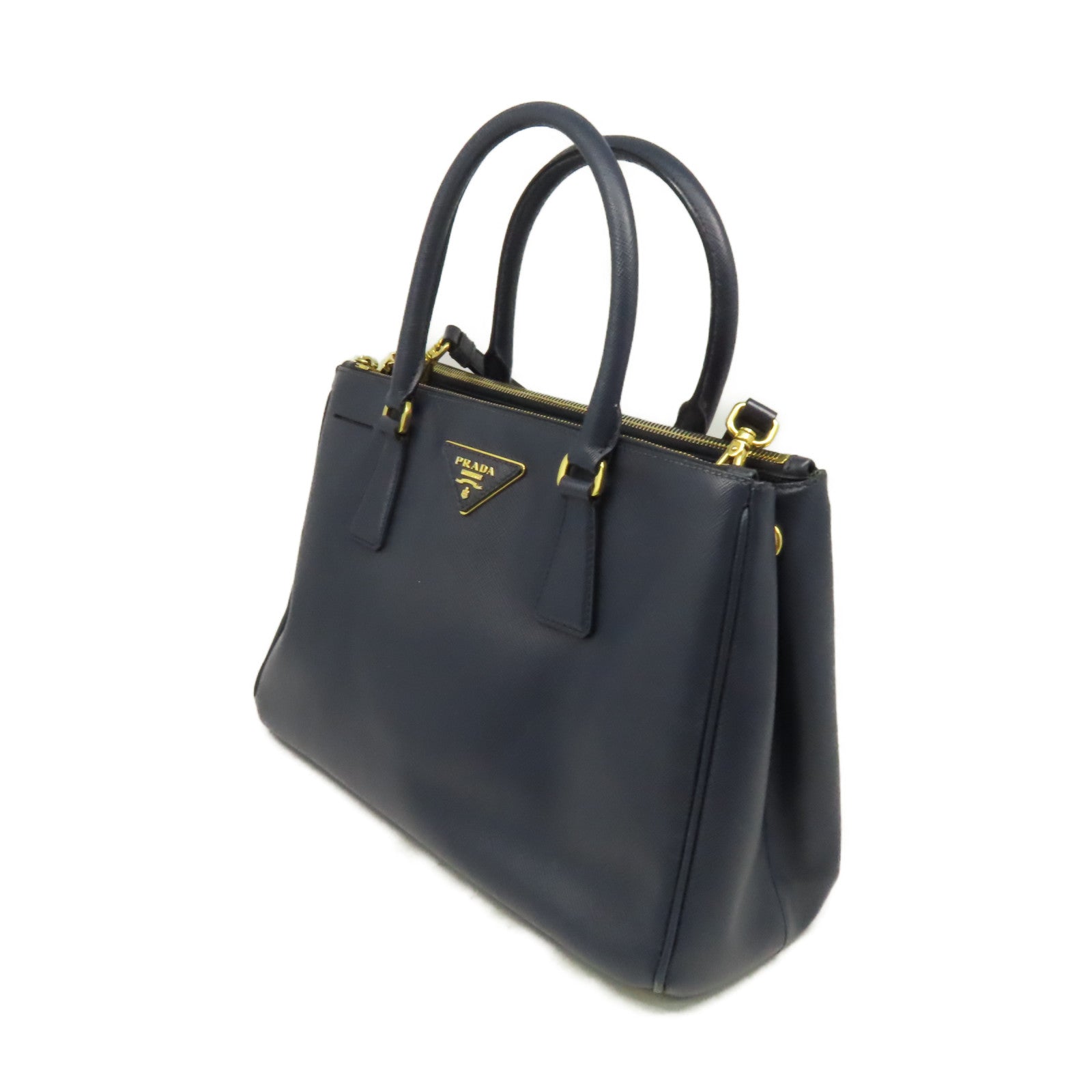PRADA Saffiano皮革2Way Shoulder Bag金扣手挽肩背兩用袋藍色