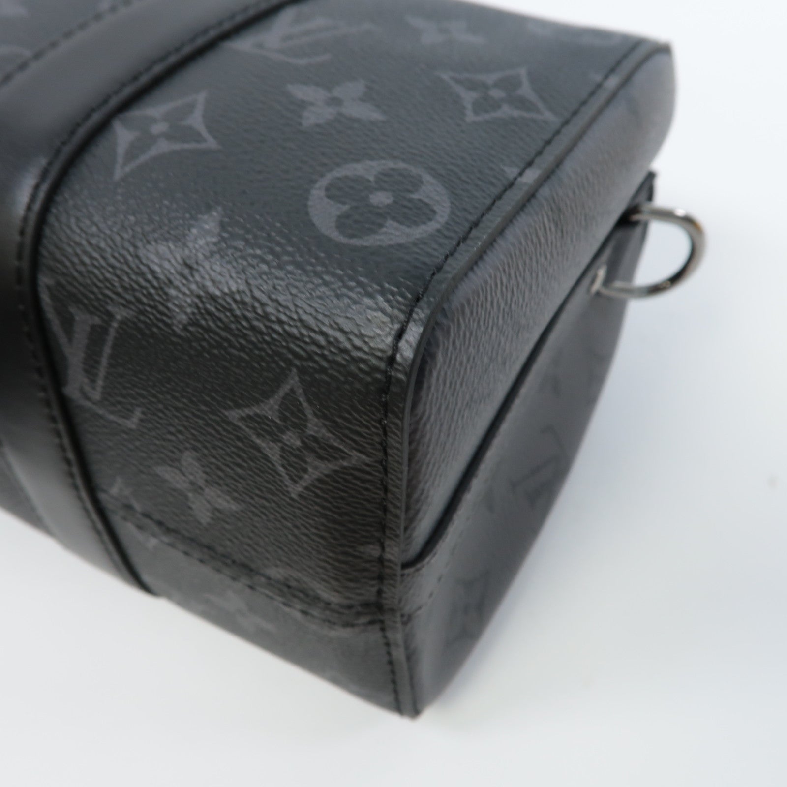 LOUIS VUITTON Monogram Eclipse City Keepall銀扣手挽肩背兩用袋黑色/灰色