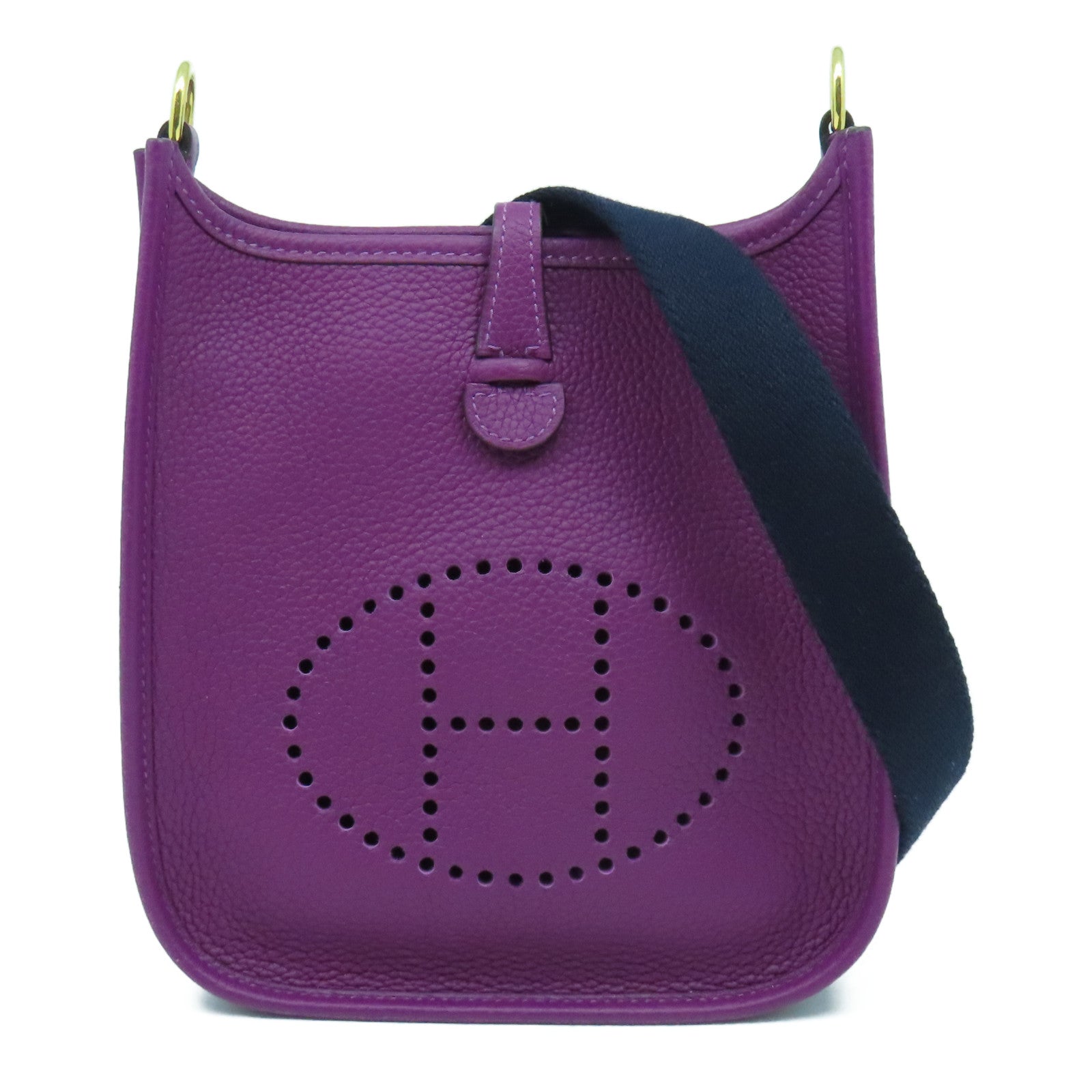 HERMES Clemence皮革Evelyne TPM金扣肩背袋Anemone海葵紫色
