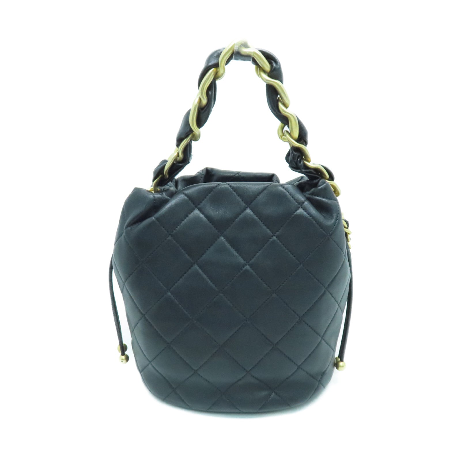 CHANEL 菱格羊皮皮革2way Chain Shoulder Bag金扣手挽肩背两用袋黑色