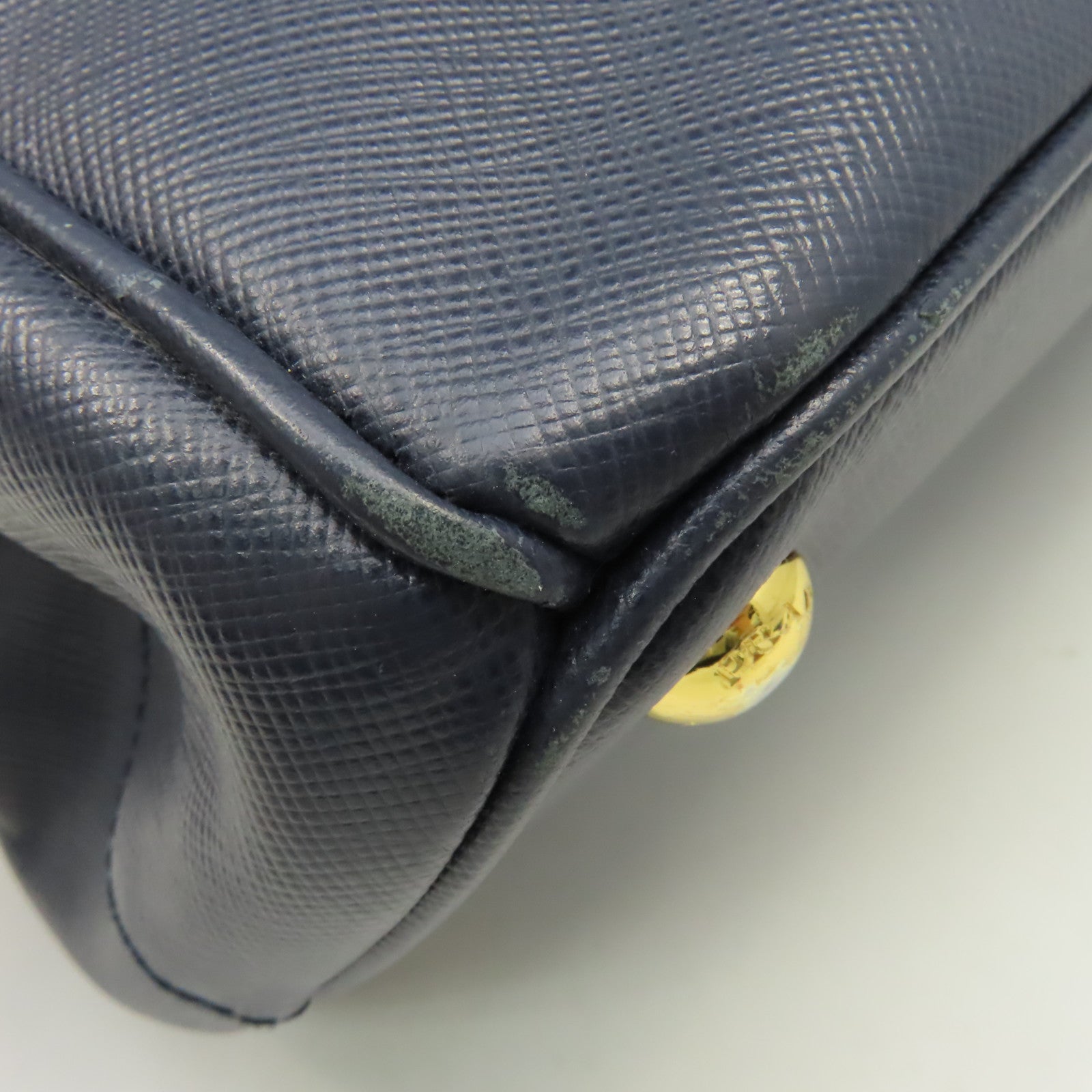 PRADA Saffiano皮革2Way Shoulder Bag金扣手挽肩背兩用袋藍色