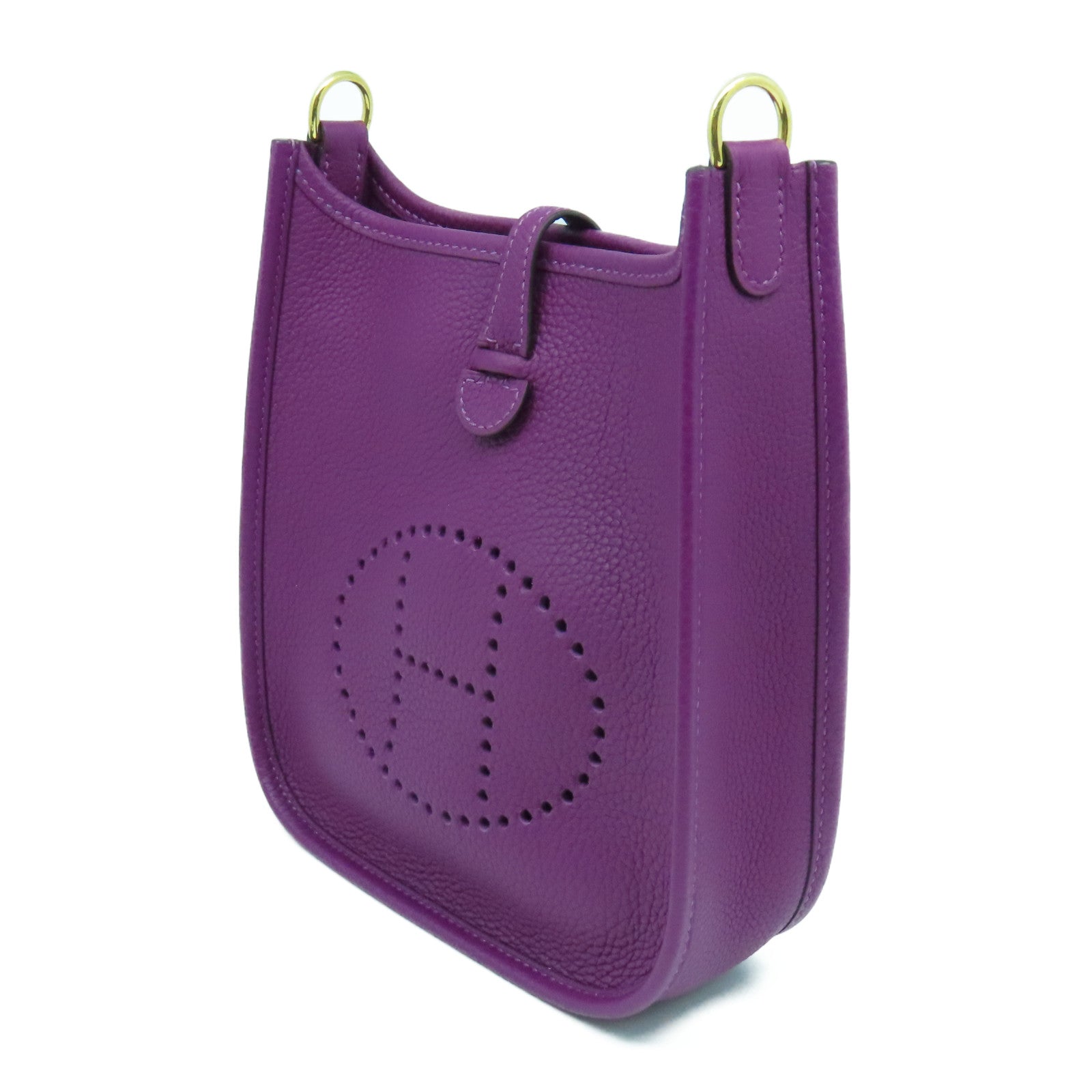 HERMES Clemence皮革Evelyne TPM金扣肩背袋Anemone海葵紫色