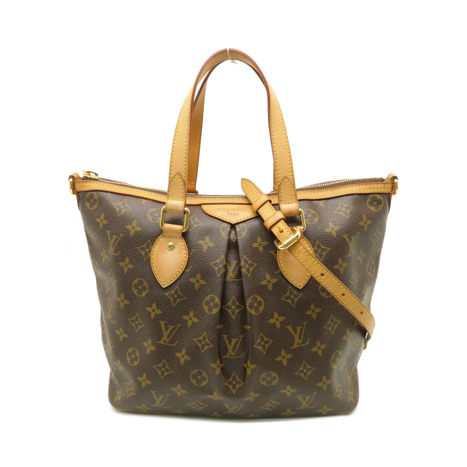 LOUIS VUITTON Monogram Palermo PM金扣手挽肩背兩用袋棕色