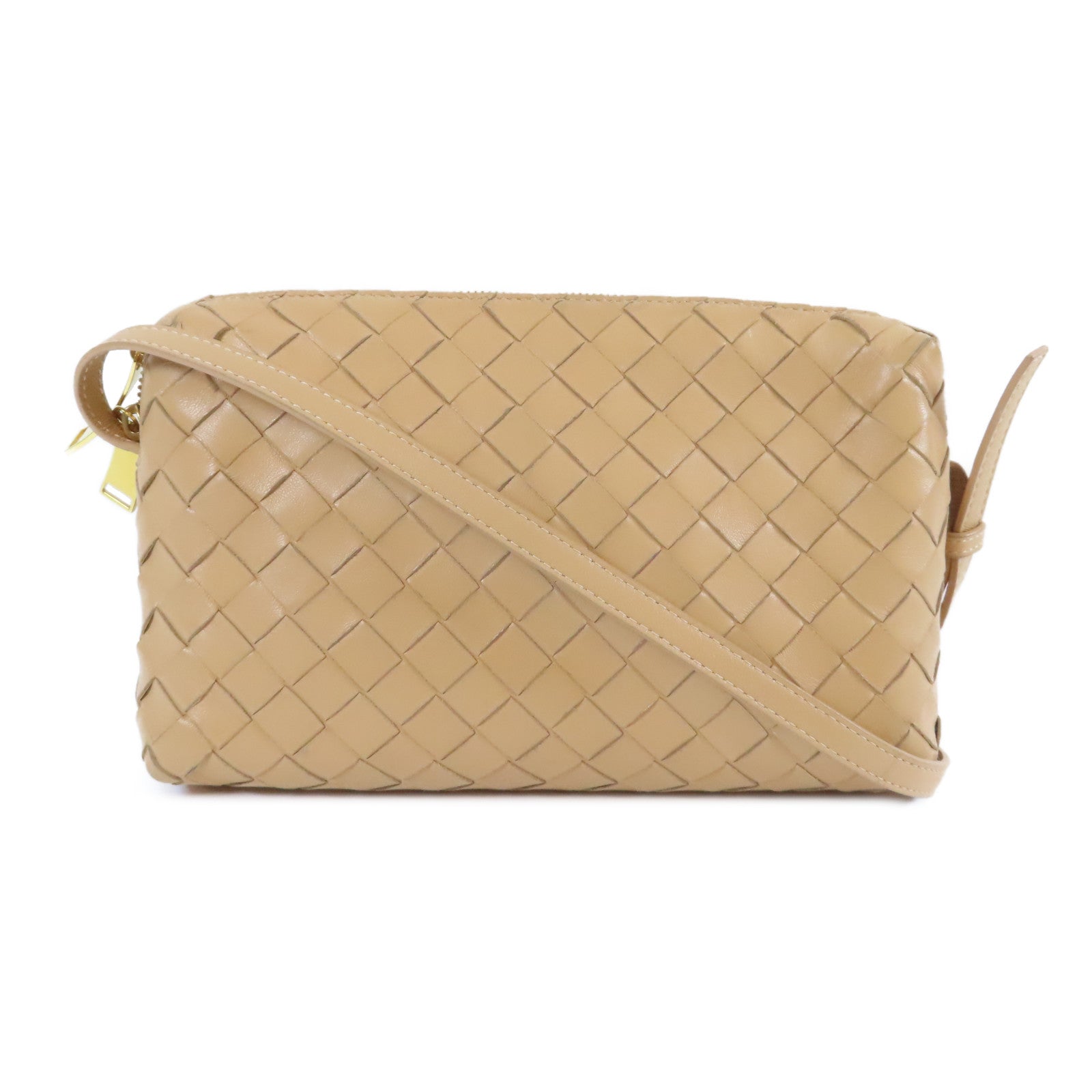 BOTTEGA VENETA 織紋皮革Shoulder Bag金扣肩背袋米色