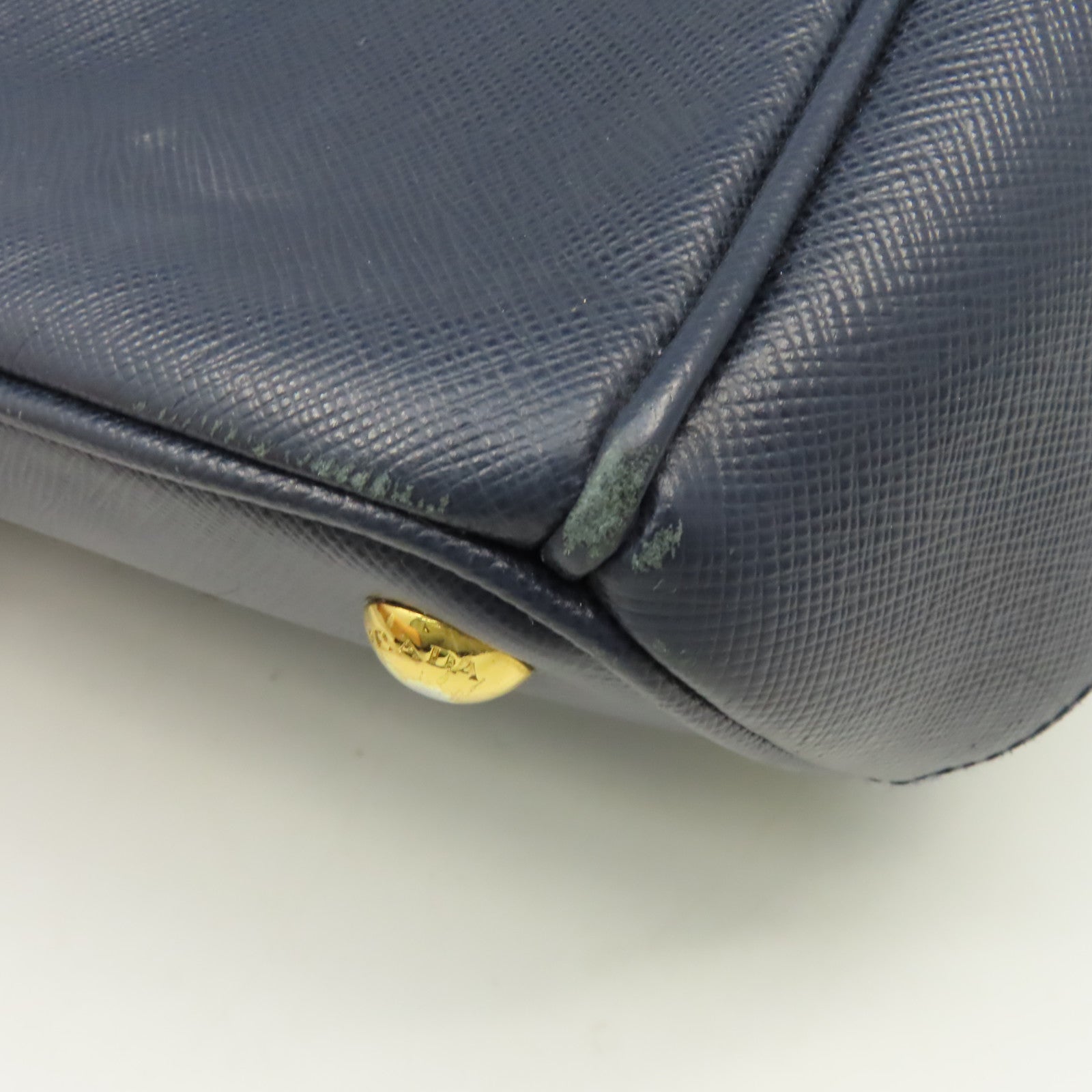 PRADA Saffiano皮革2Way Shoulder Bag金扣手挽肩背兩用袋藍色