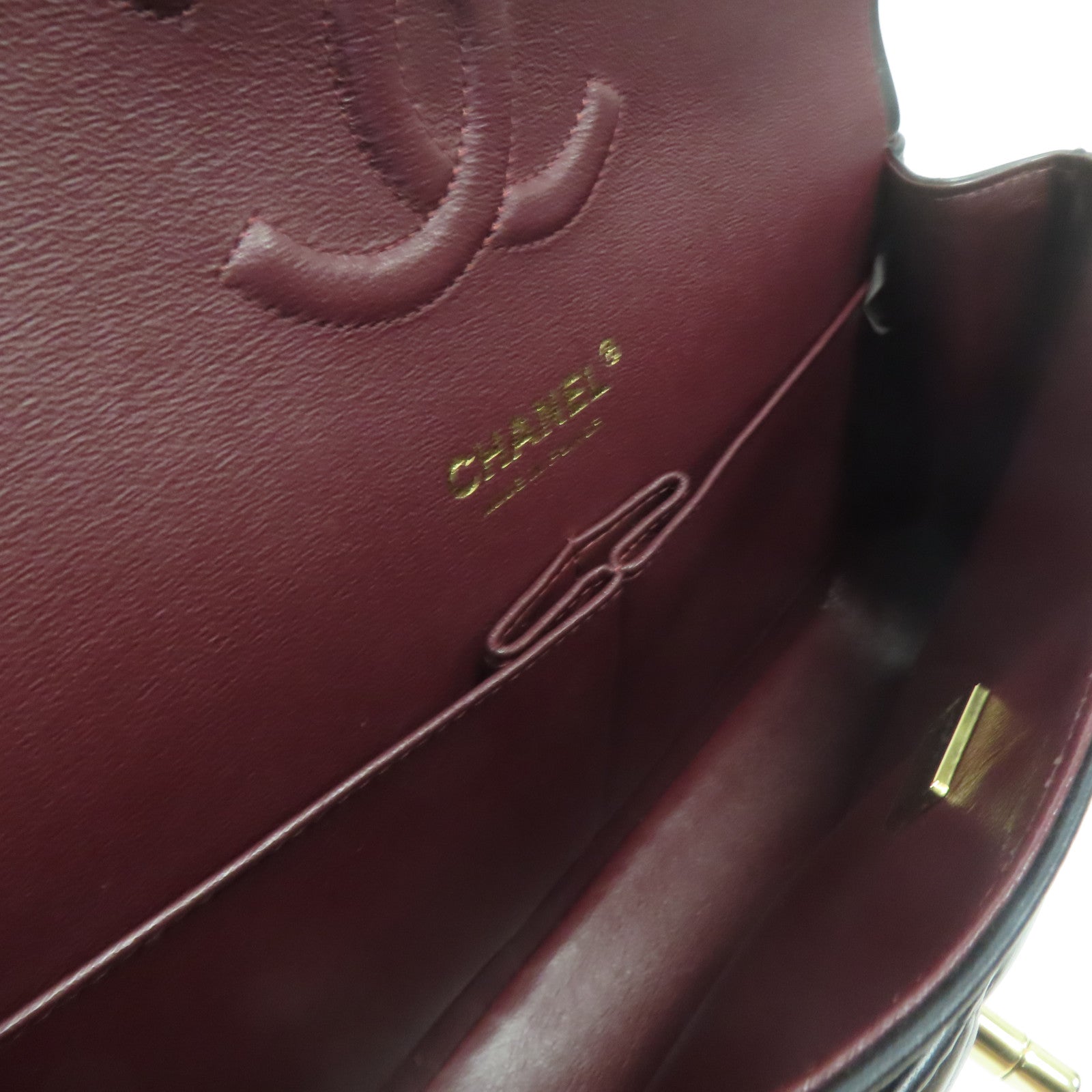 CHANEL 菱格羊皮皮革Classic 25金扣鏈帶肩背袋黑色