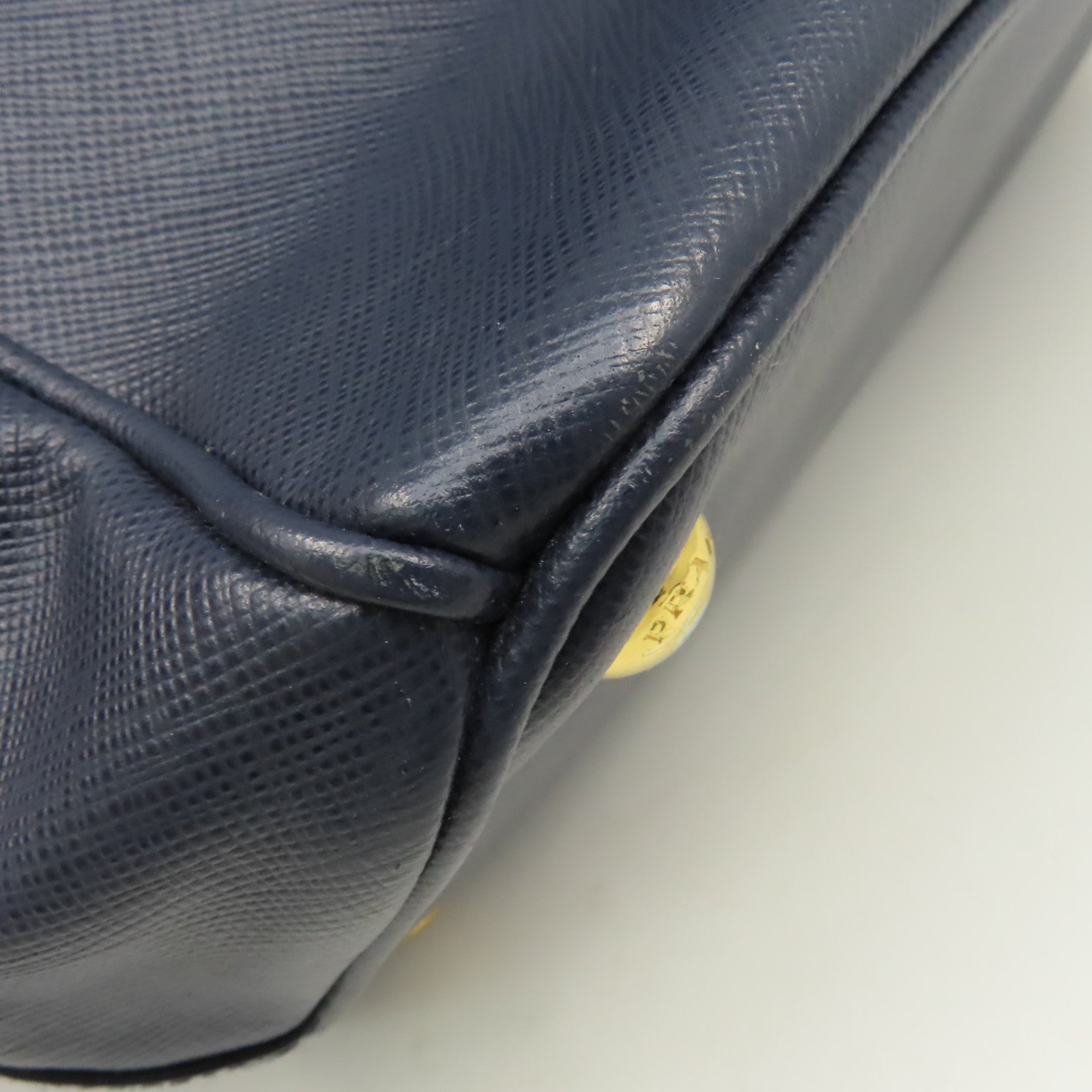 PRADA Saffiano皮革2Way Shoulder Bag金扣手挽肩背兩用袋藍色