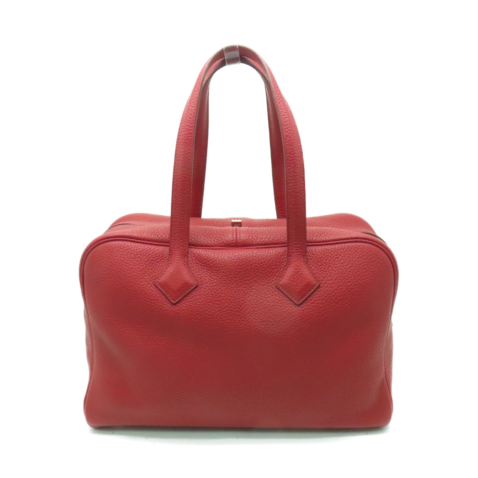 HERMES Clemence皮革Victoria銀扣肩背袋紅色