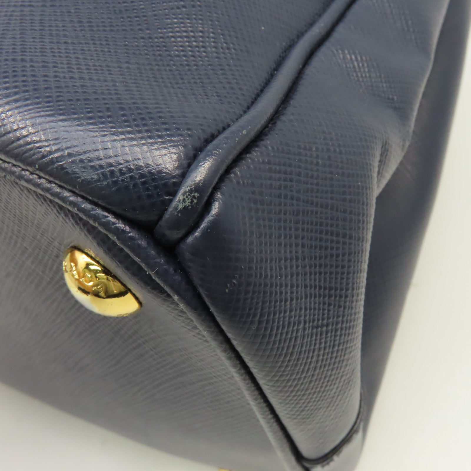 PRADA Saffiano皮革2Way Shoulder Bag金扣手挽肩背兩用袋藍色