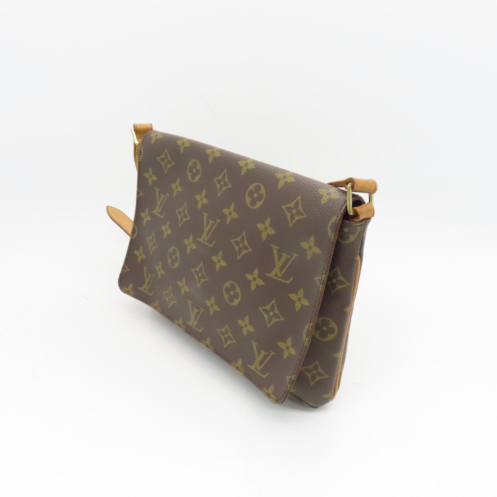 LOUIS VUITTON Monogram Musette Tango Gold Buckle Shoulder Bag Brown