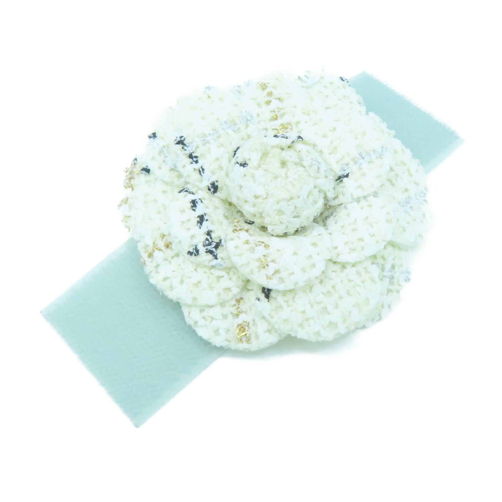 CHANEL Brooch brooch white fabric