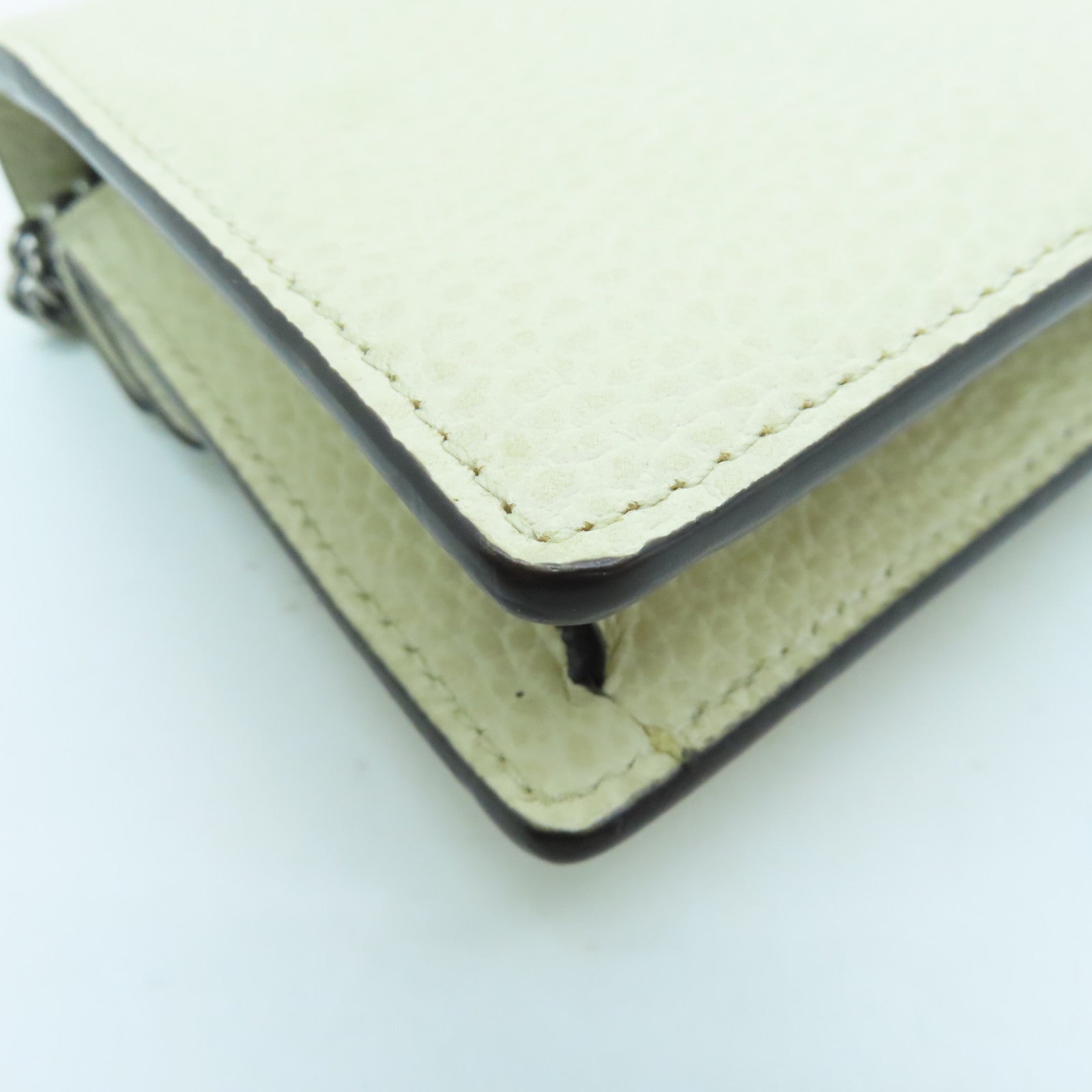 GUCCI cowhide leather Dionysus Super Mini silver buckle chain shoulder bag beige