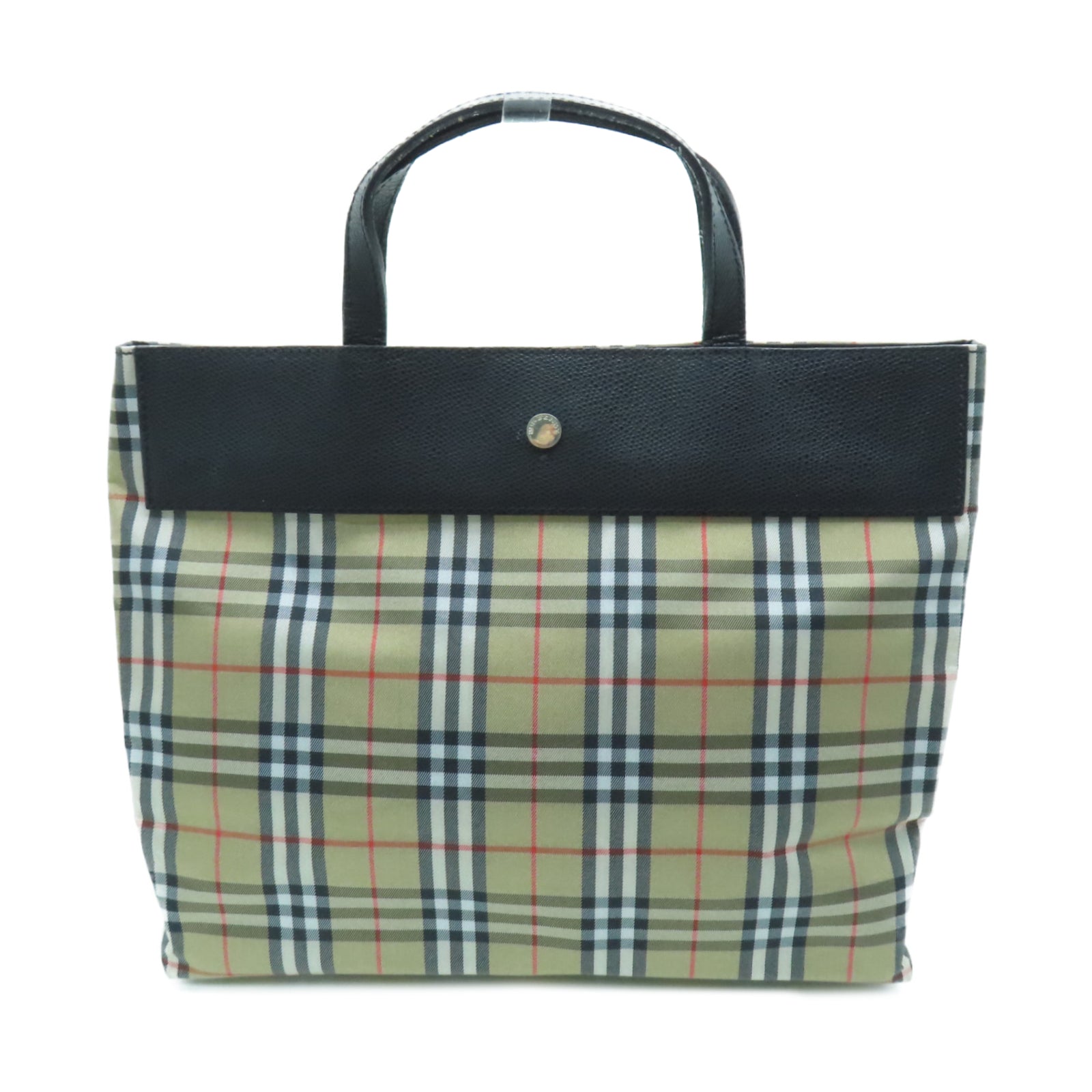 BURBERRY Canvas Handbag Silver Buckle Brown/Black