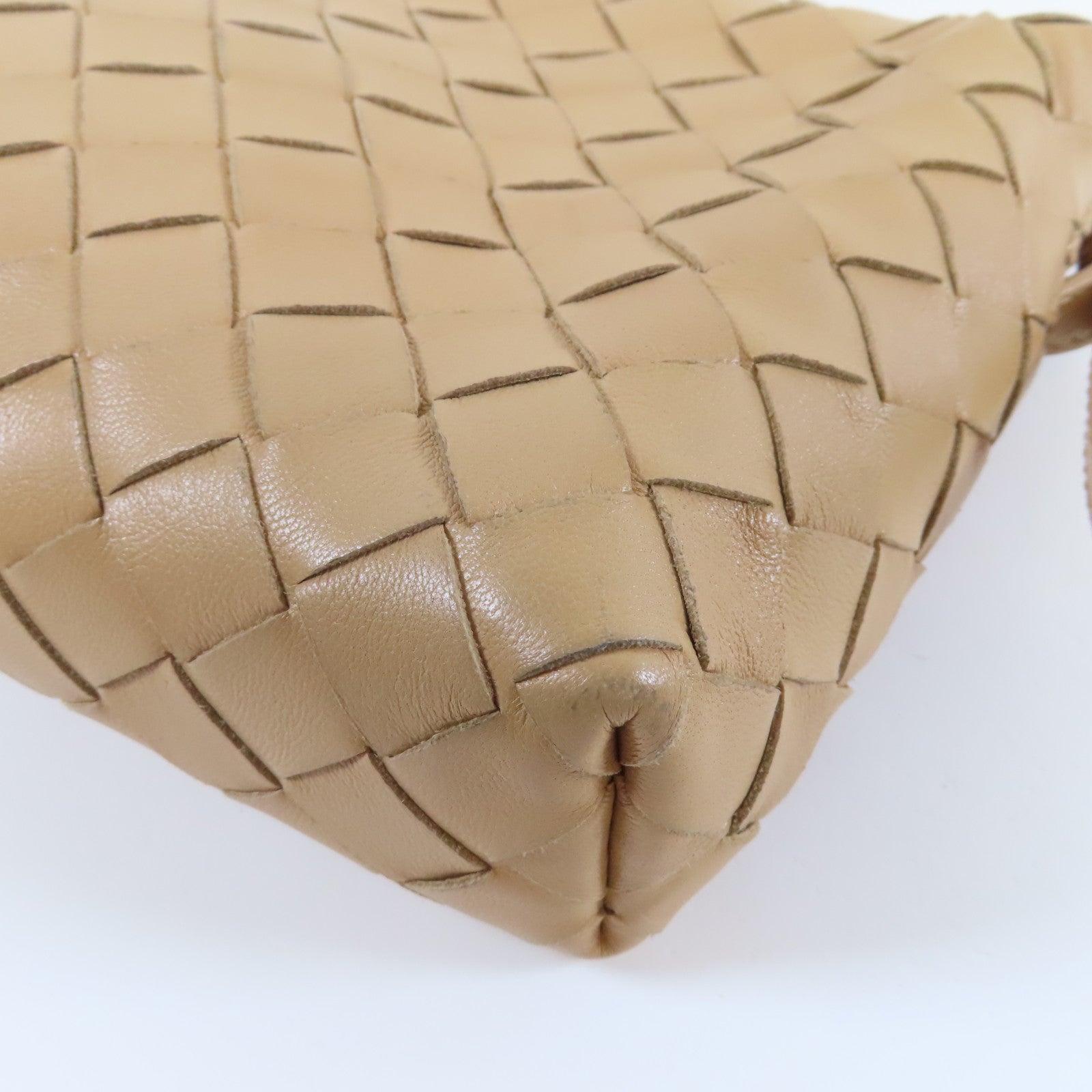 BOTTEGA VENETA 織紋皮革Shoulder Bag金扣肩背袋米色