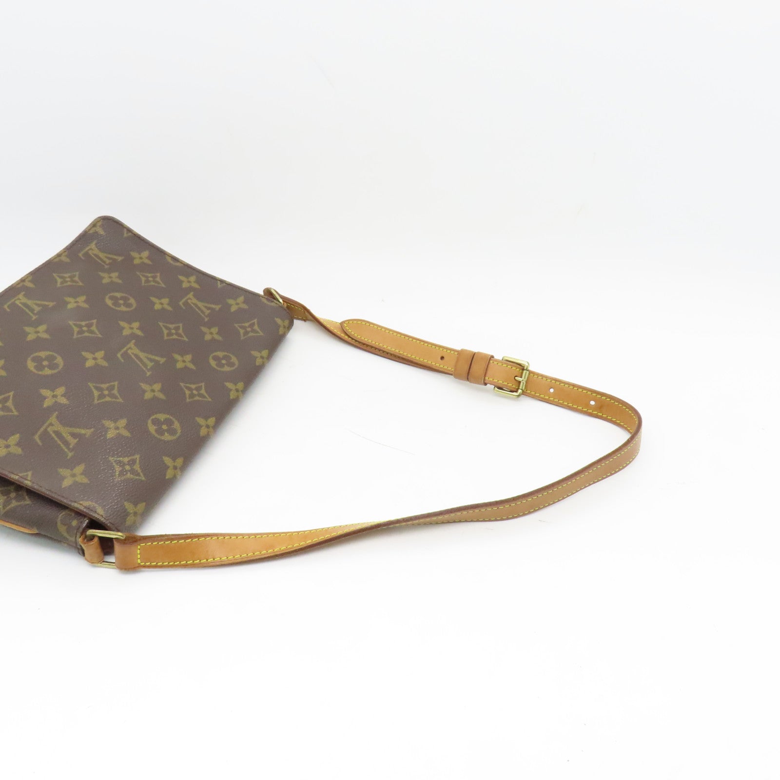 LOUIS VUITTON Monogram Musette Tango Gold Buckle Shoulder Bag Brown