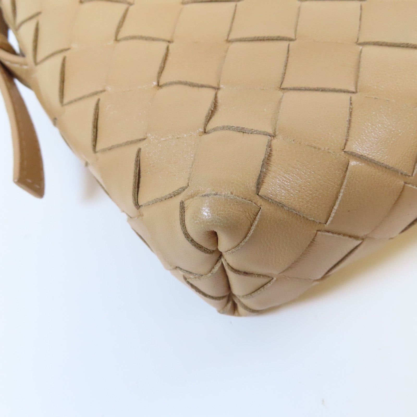 BOTTEGA VENETA 織紋皮革Shoulder Bag金扣肩背袋米色