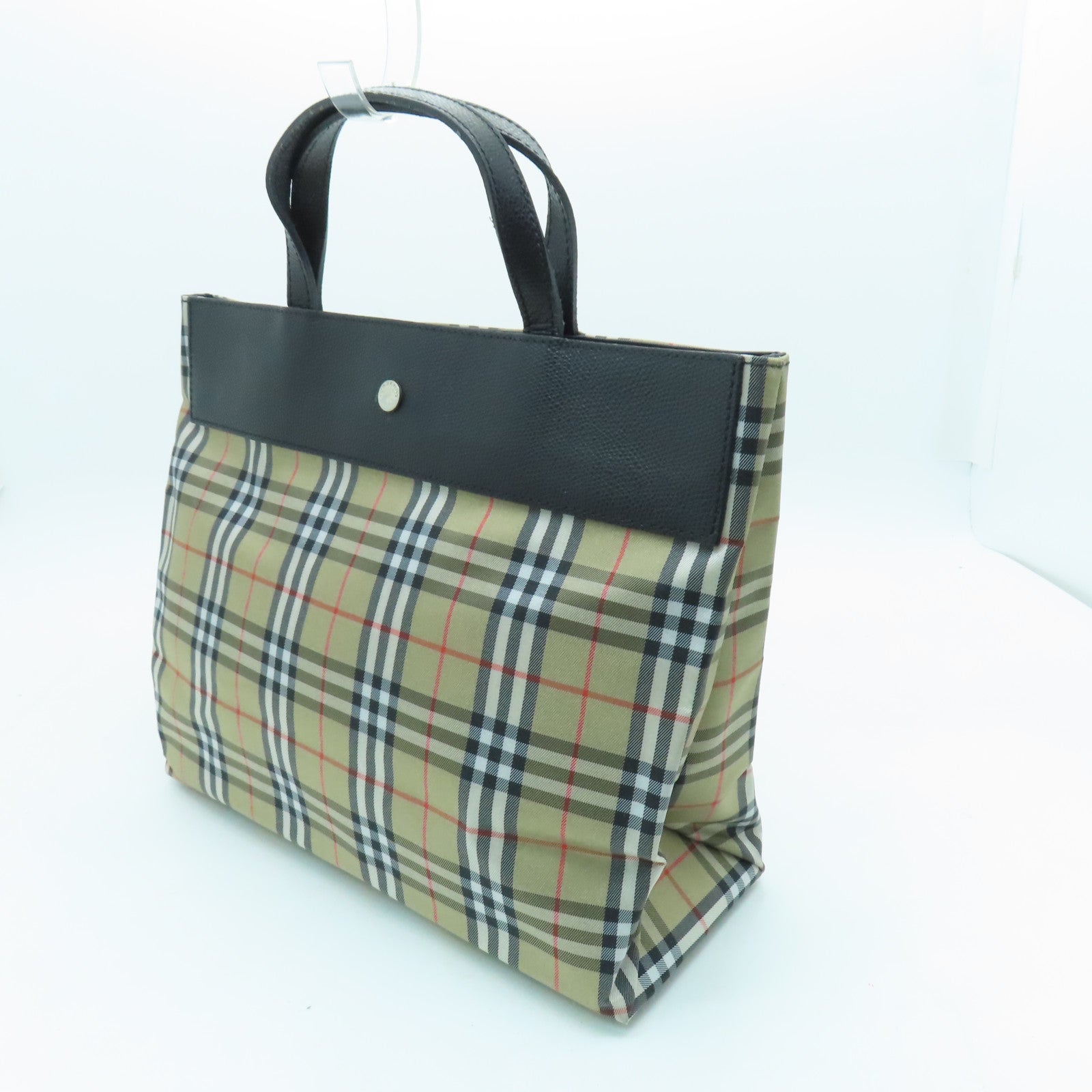 BURBERRY Canvas Handbag Silver Buckle Brown/Black