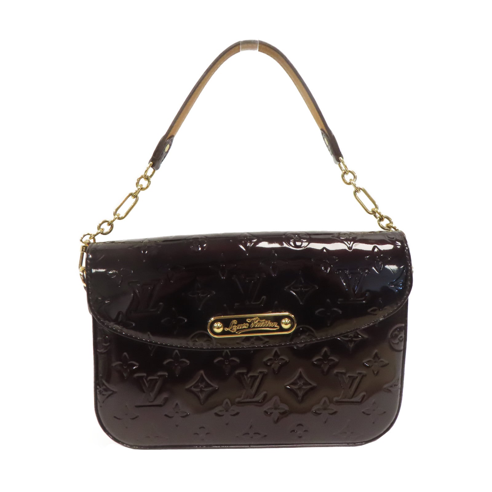 LOUIS VUITTON Monogram Vernis Rodeo Drive金扣鏈帶肩背袋啡色