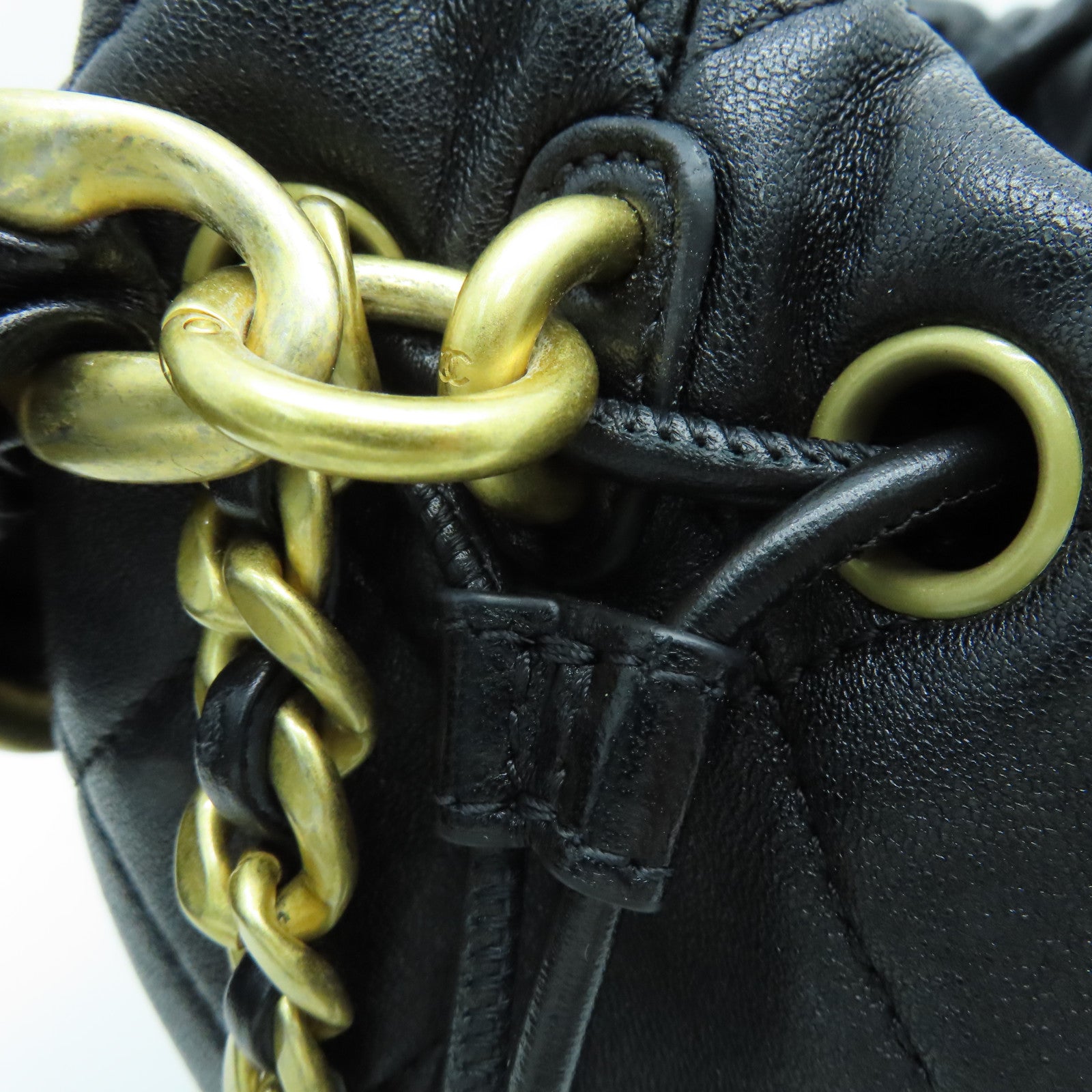 CHANEL 菱格羊皮皮革2way Chain Shoulder Bag金扣手挽肩背两用袋黑色