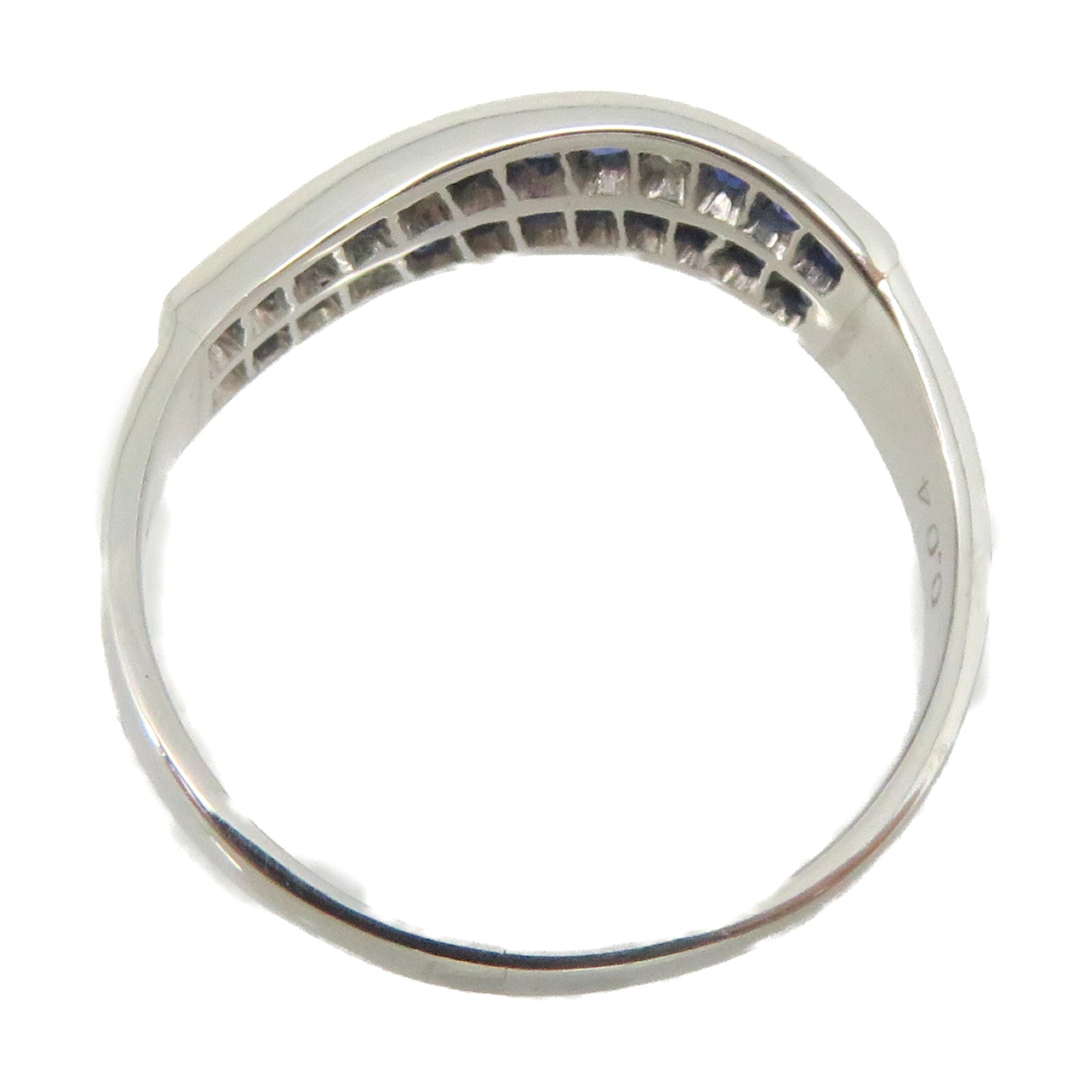 JEWELRY PT900 Platinum/0.58ct Sapphire/0.04ct Diamond Sapphire Ring US#6.75