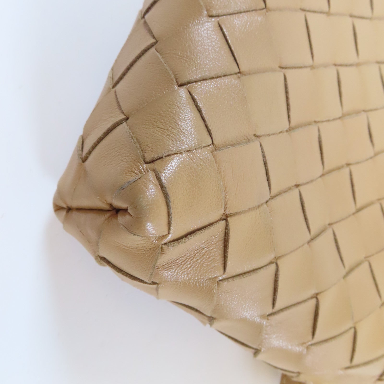 BOTTEGA VENETA 織紋皮革Shoulder Bag金扣肩背袋米色