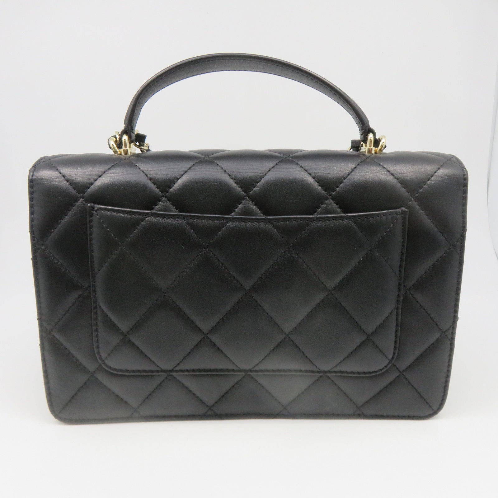 CHANEL 菱格羊皮皮革Chain Shoulder金扣鏈帶肩背袋肩背袋黑色