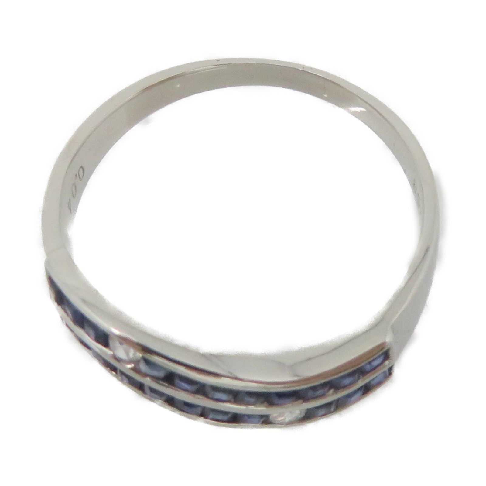 JEWELRY PT900 Platinum/0.58ct Sapphire/0.04ct Diamond Sapphire Ring US#6.75