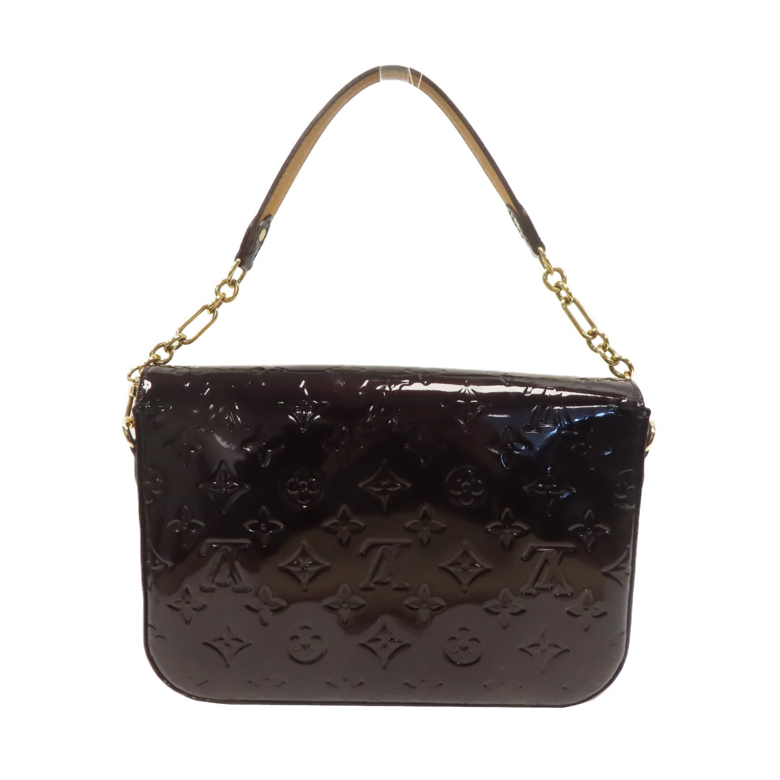 LOUIS VUITTON Monogram Vernis Rodeo Drive金扣鏈帶肩背袋啡色