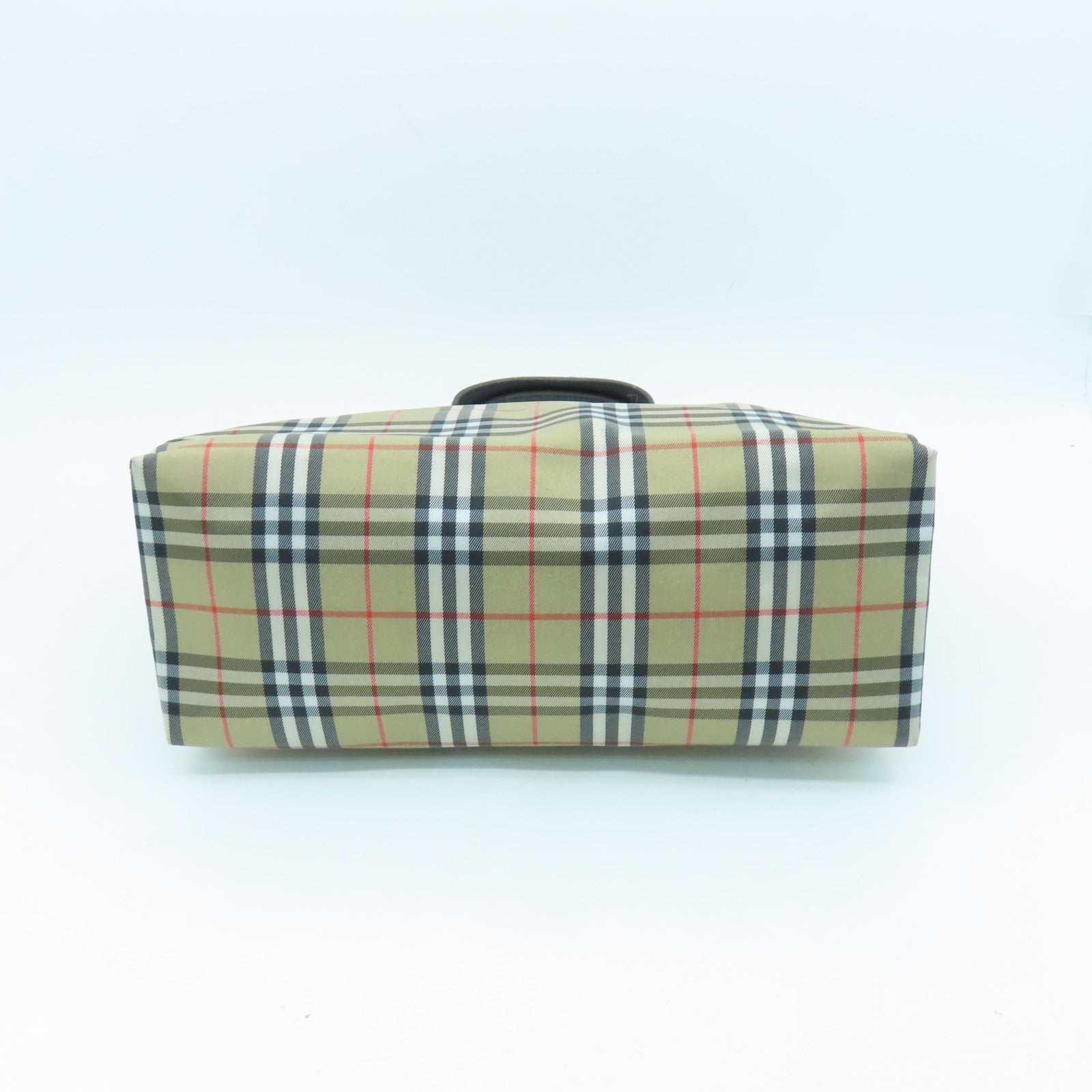 BURBERRY Canvas Handbag Silver Buckle Brown/Black