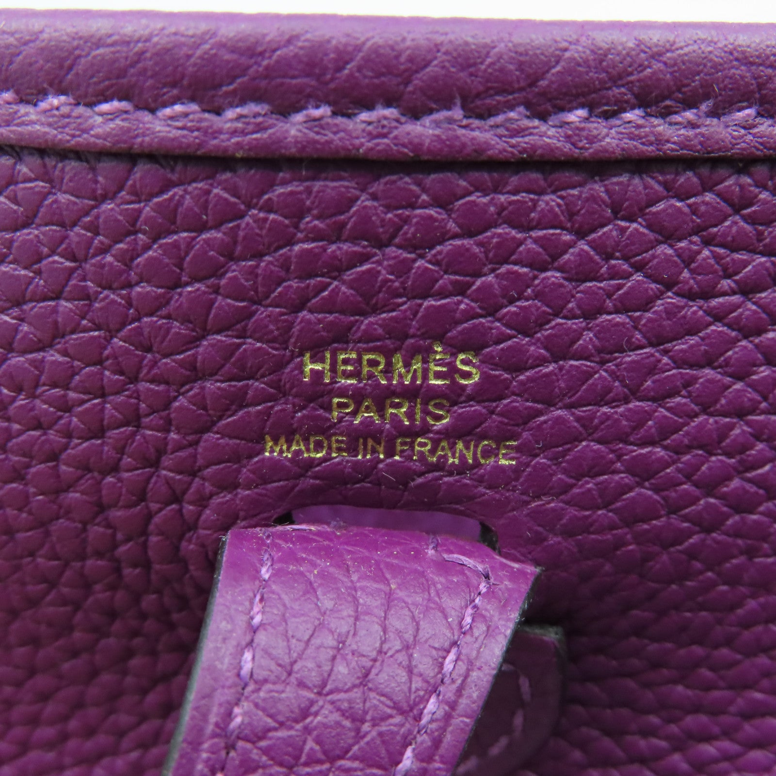 HERMES Clemence皮革Evelyne TPM金扣肩背袋Anemone海葵紫色