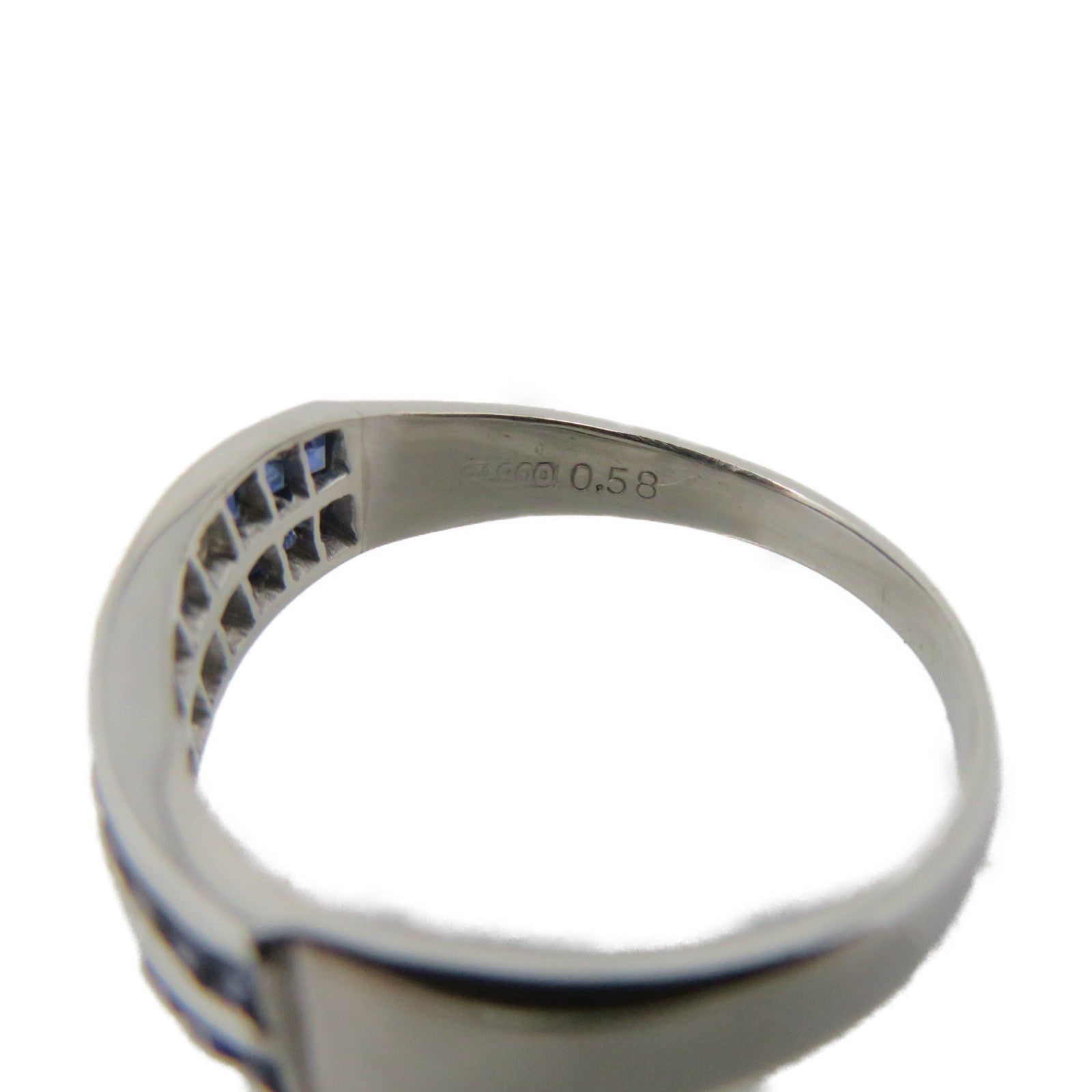 JEWELRY PT900 Platinum/0.58ct Sapphire/0.04ct Diamond Sapphire Ring US#6.75