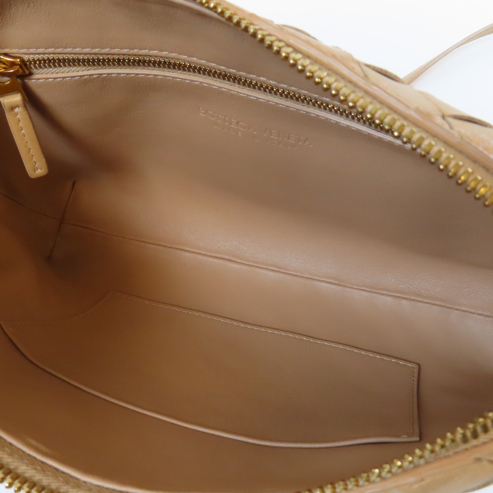 BOTTEGA VENETA 織紋皮革Shoulder Bag金扣肩背袋米色