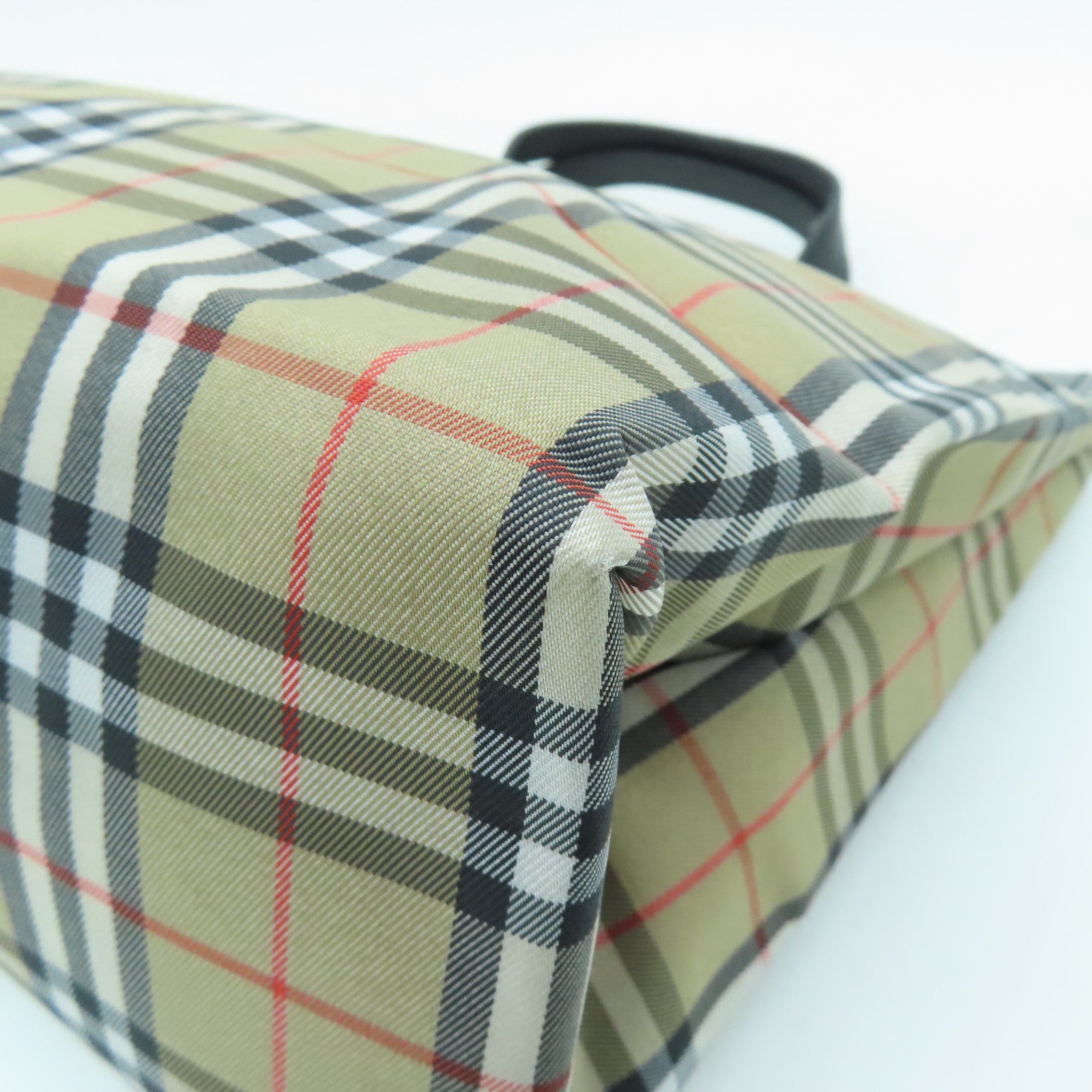 BURBERRY Canvas Handbag Silver Buckle Brown/Black