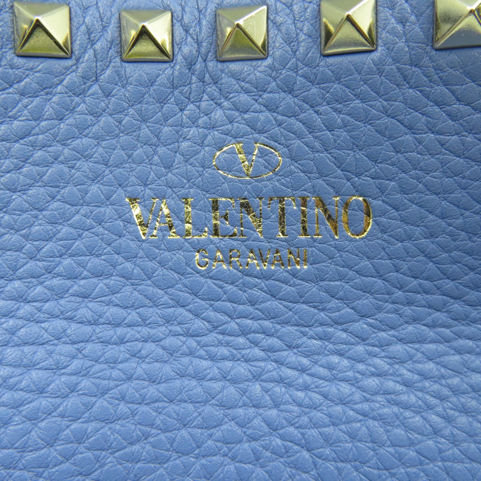 Valentino 牛皮皮革Tote Bag金扣手挽袋藍色