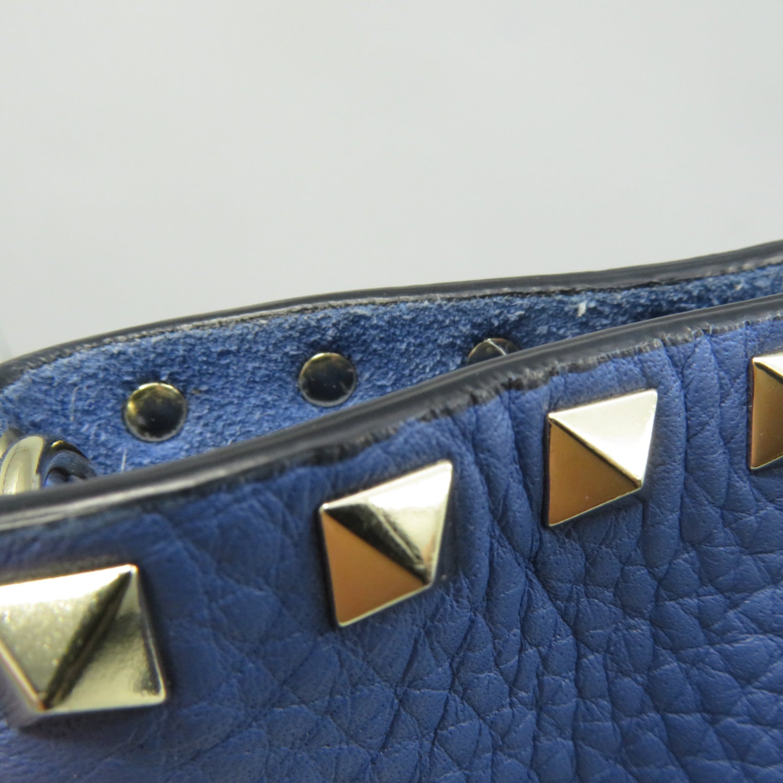 Valentino 牛皮皮革Tote Bag金扣手挽袋藍色
