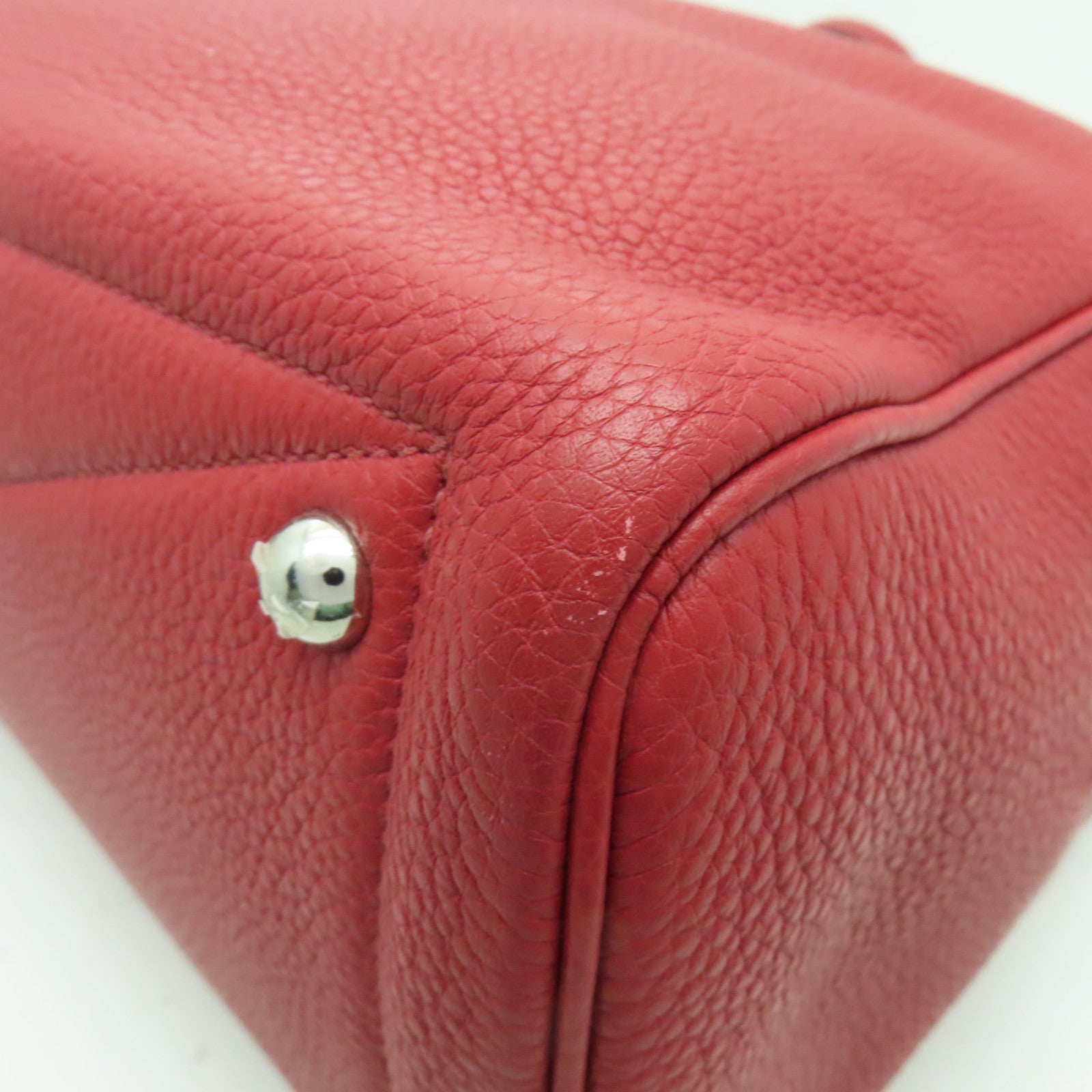 HERMES Clemence皮革Victoria銀扣肩背袋紅色