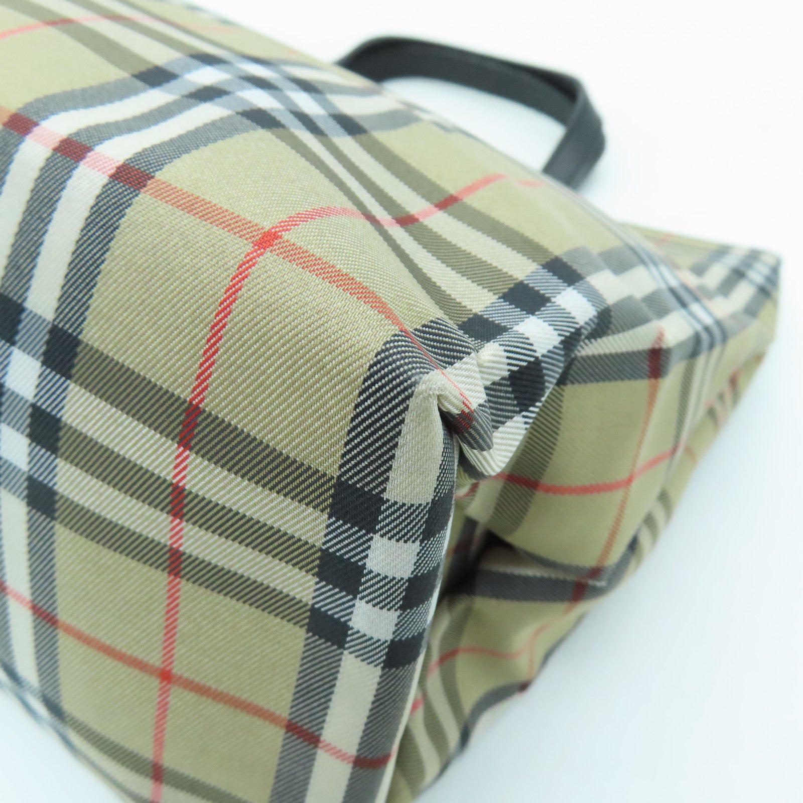 BURBERRY Canvas Handbag Silver Buckle Brown/Black