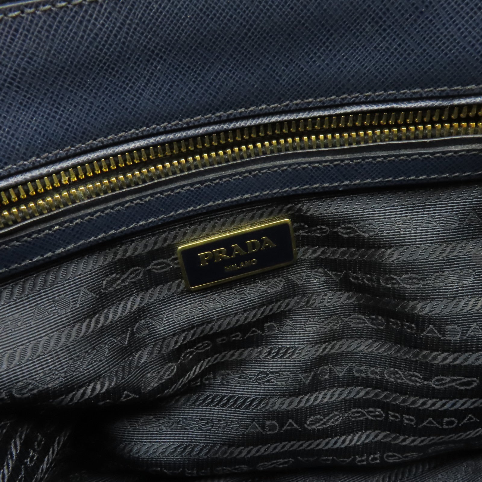 PRADA Saffiano皮革2Way Shoulder Bag金扣手挽肩背兩用袋藍色