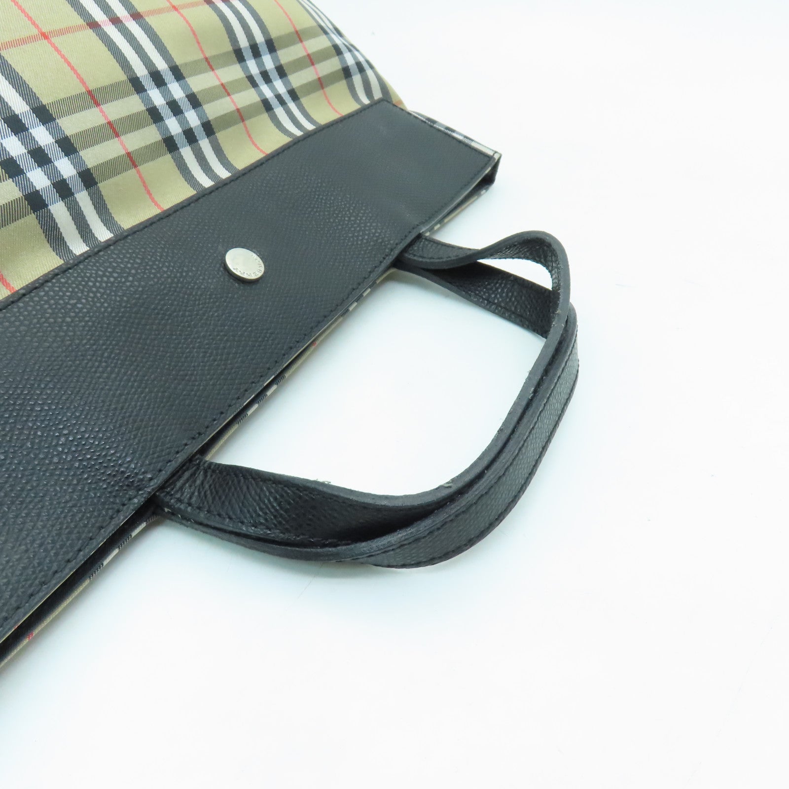 BURBERRY Canvas Handbag Silver Buckle Brown/Black