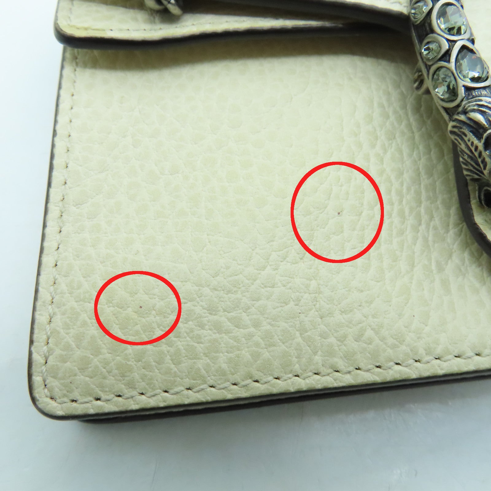 GUCCI cowhide leather Dionysus Super Mini silver buckle chain shoulder bag beige