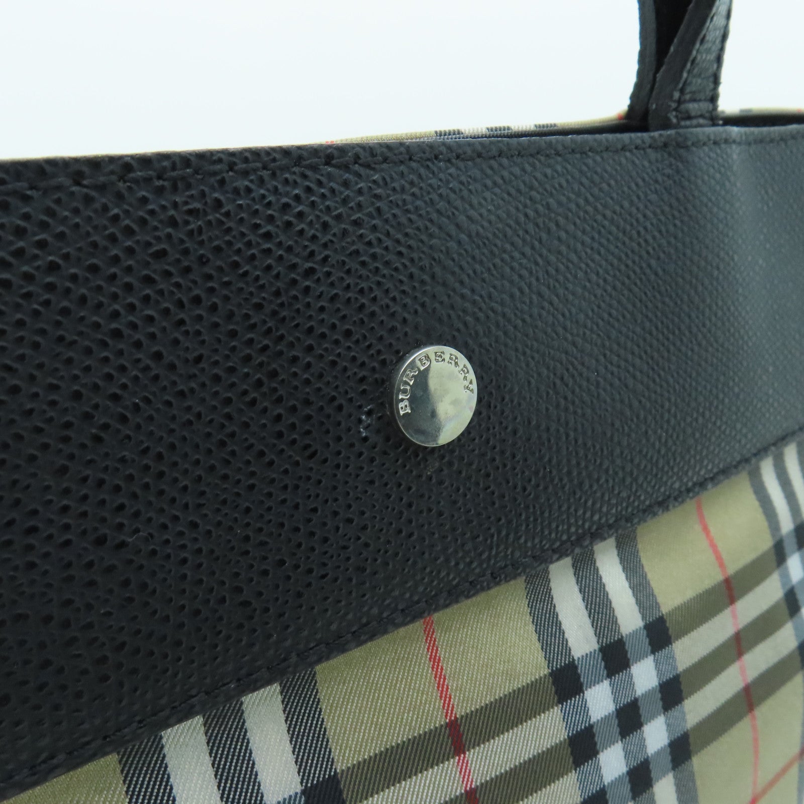 BURBERRY Canvas Handbag Silver Buckle Brown/Black