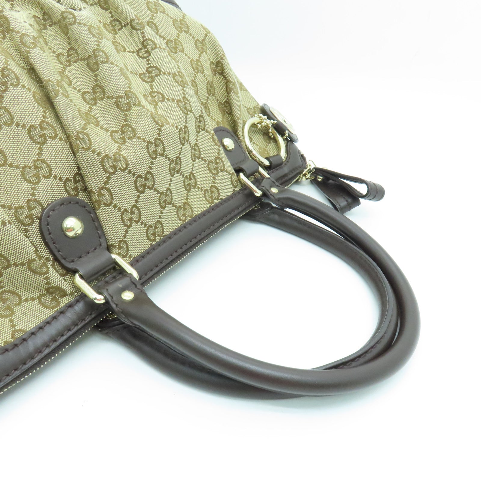 GUCCI 帆布2way Shoulder Bag金扣手挽肩背两用袋啡色