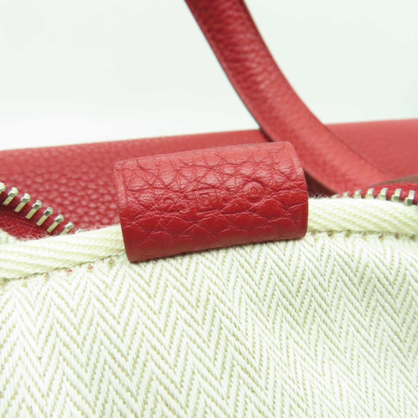 HERMES Clemence皮革Victoria銀扣肩背袋紅色